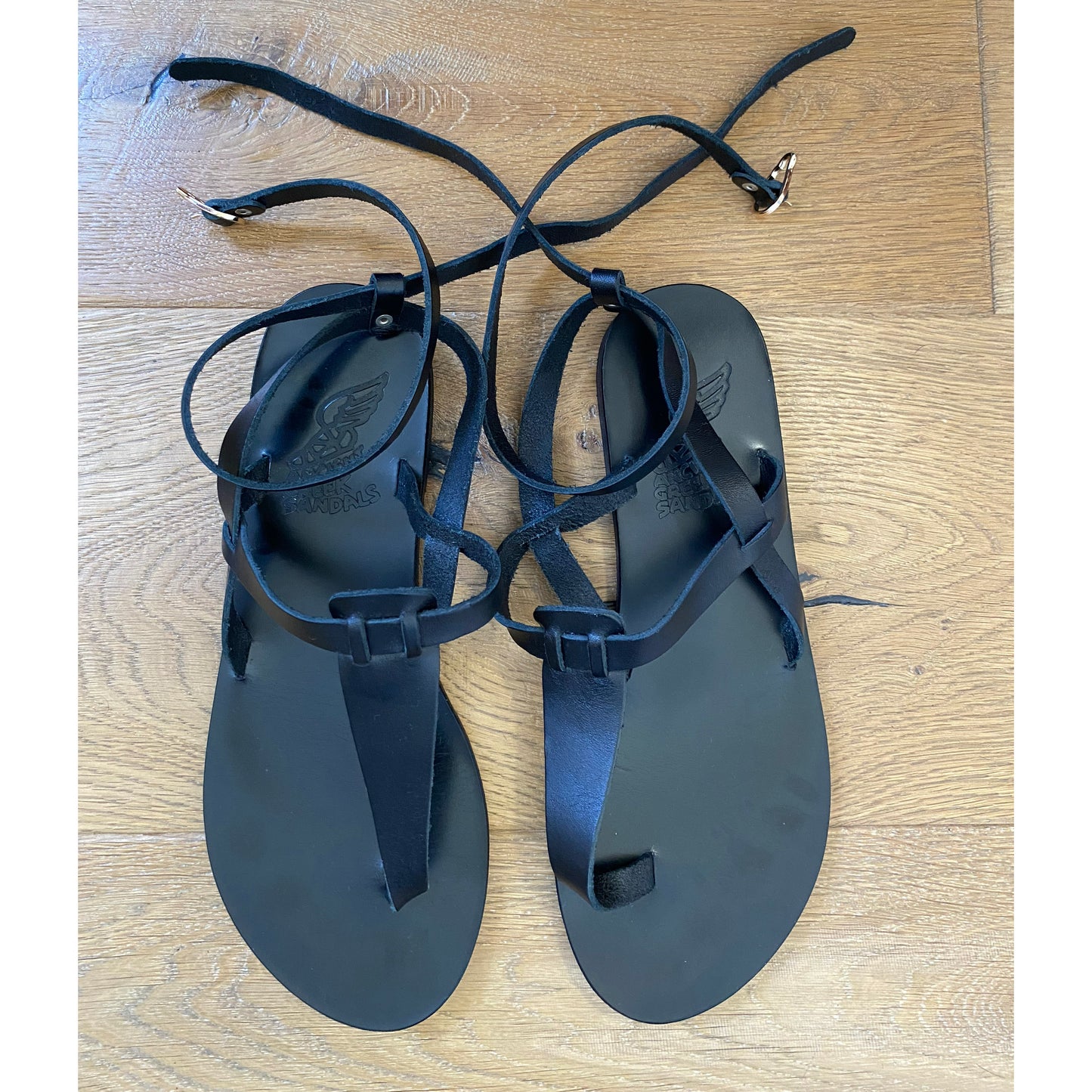 Ancient Greek "Estia" Sandals in Black, size 39