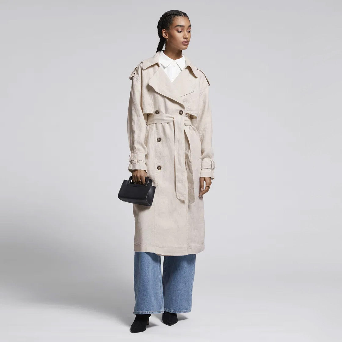 & Other Stories Linen Trench in Natural, size Medium