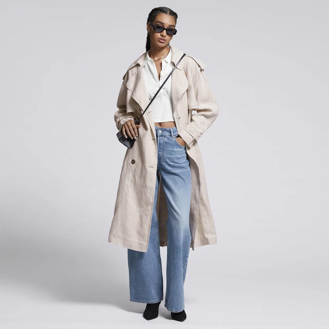 & Other Stories Linen Trench in Natural, size Medium