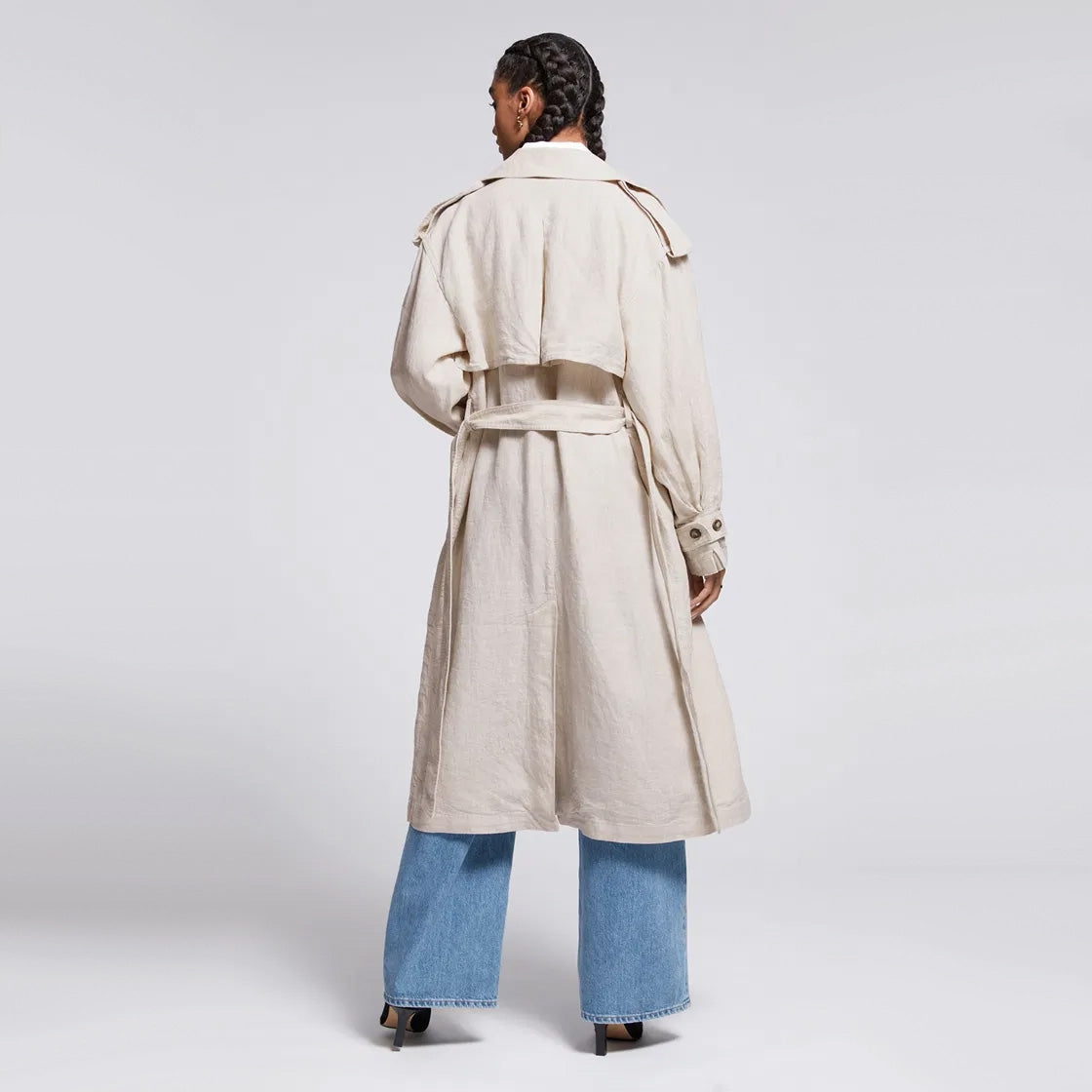 & Other Stories Linen Trench in Natural, size Medium