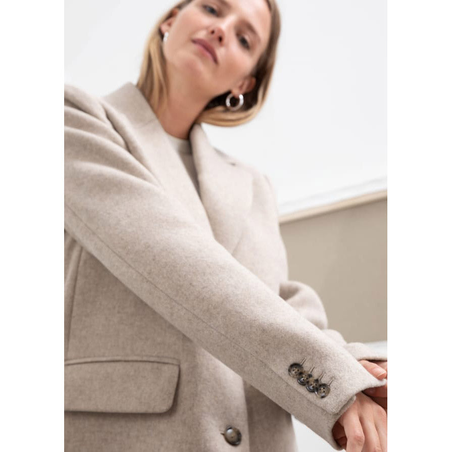 & Other Stories Felted Wool Blazer in Beige, size 44