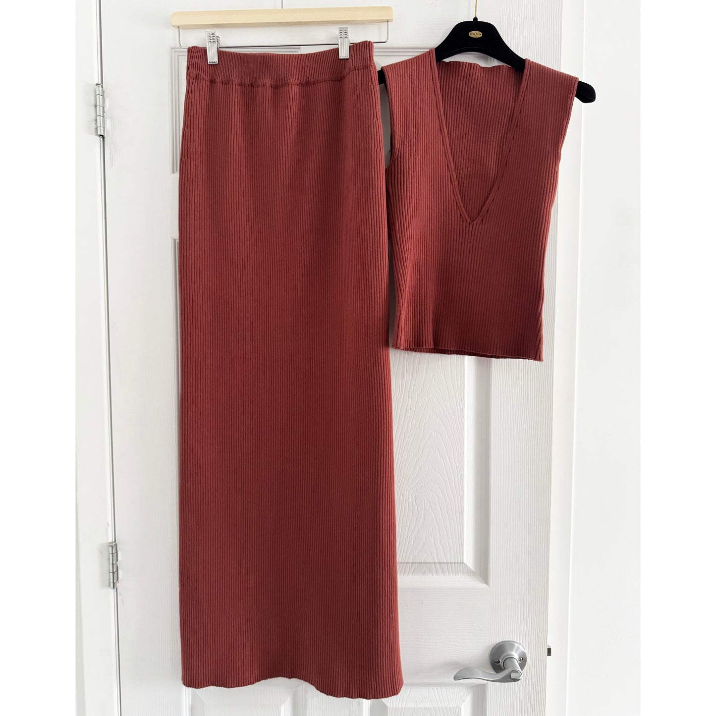 And Or Collective Ribbed Knit Set in "Sedona", size "1" top, size "2" skirt