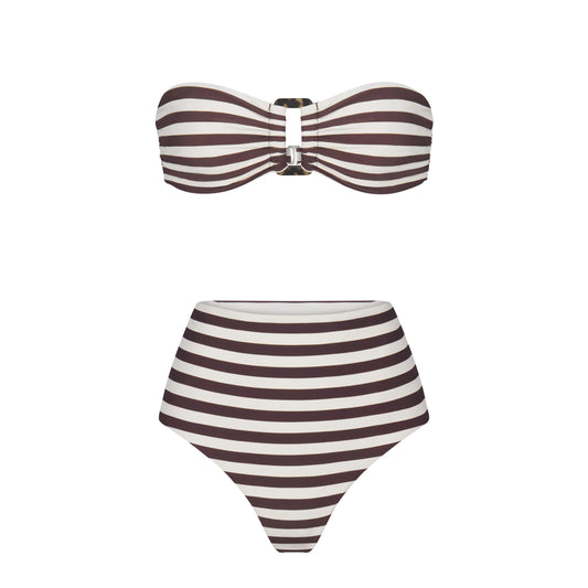 Anemos Bikini in Espresso Stripe, size Medium