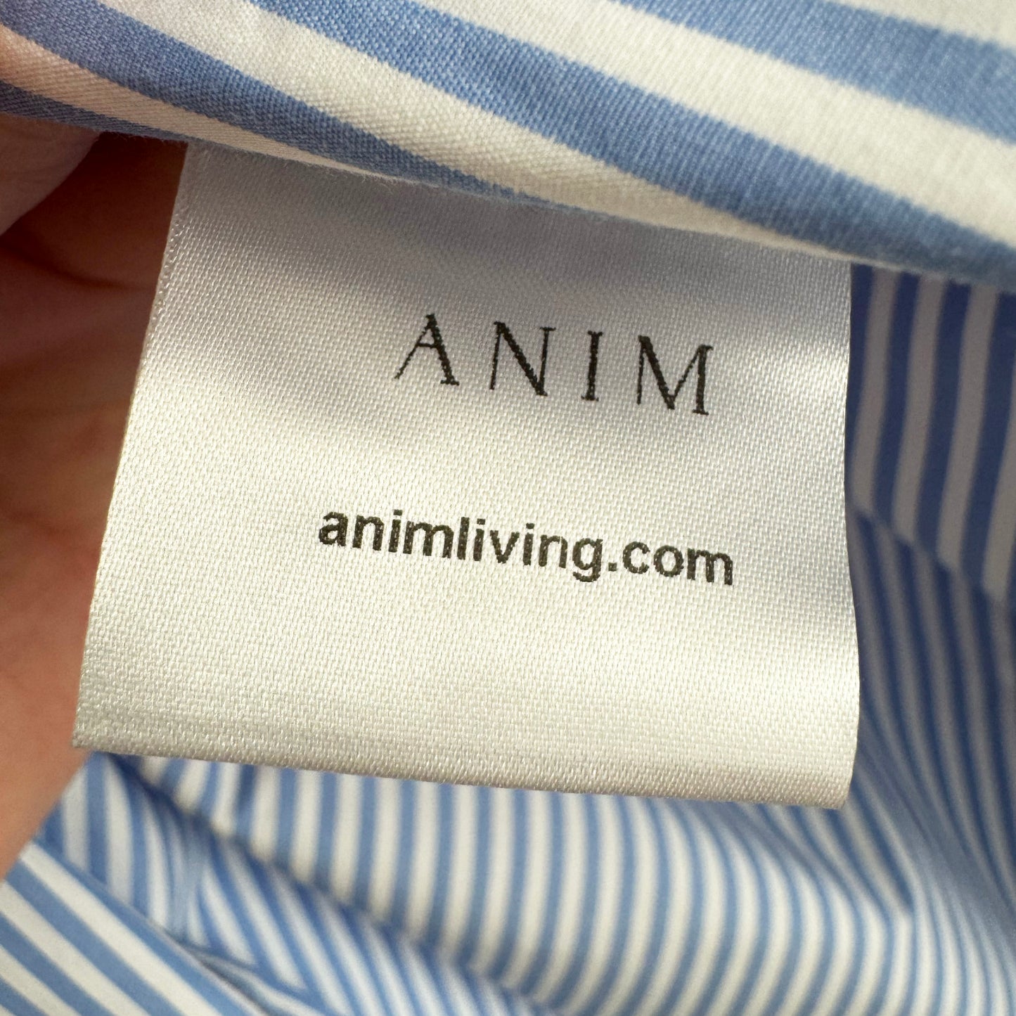 Anim "Mila" Striped Poplin Maxi Dress in Blue/White, size Small