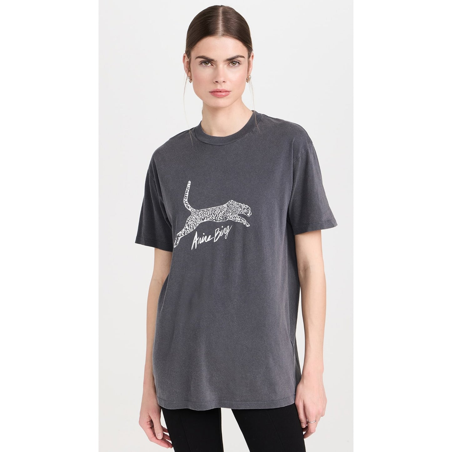 Anine Bing Spotted Leopard Tee in Grey, size XS