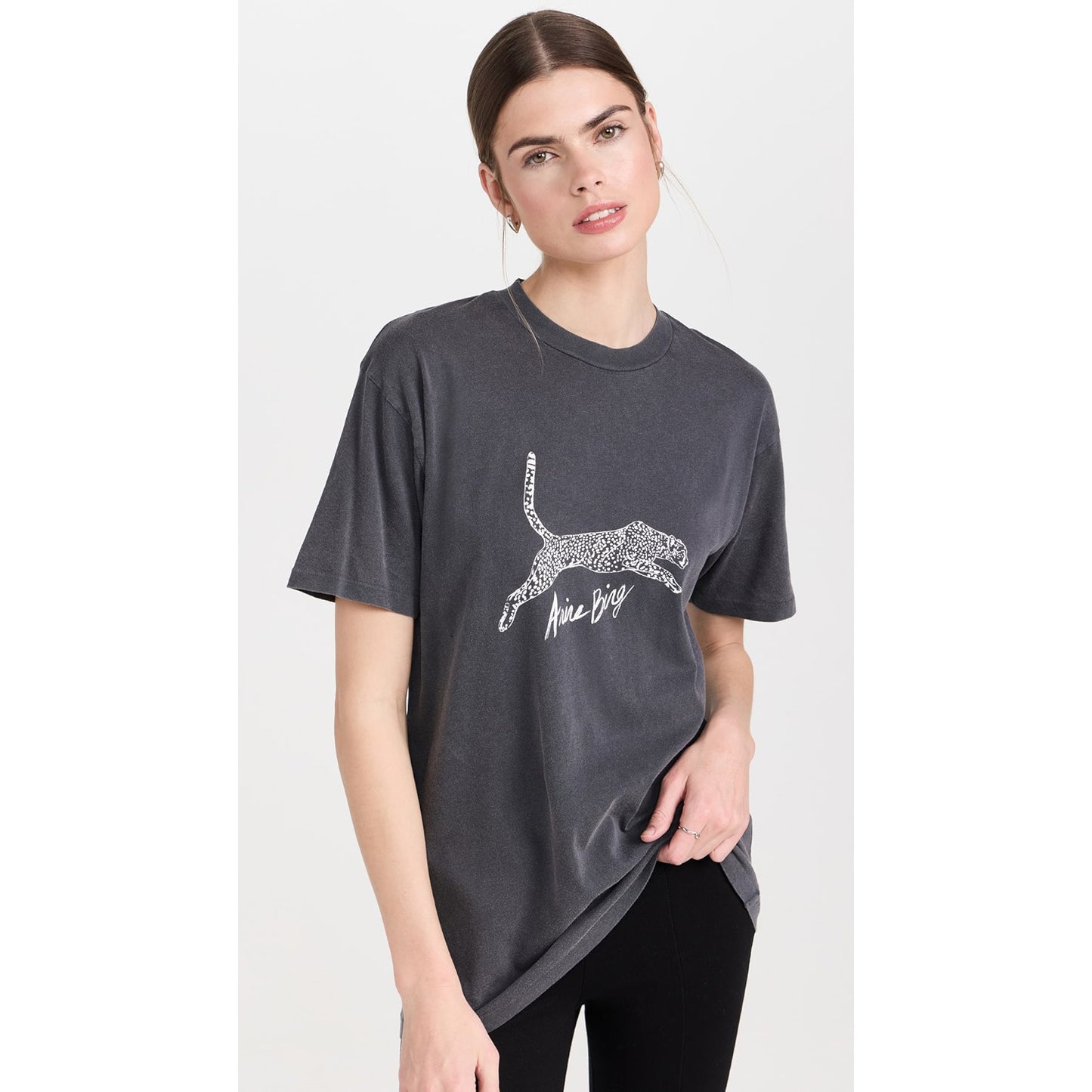 Anine Bing Spotted Leopard Tee in Grey, size XS