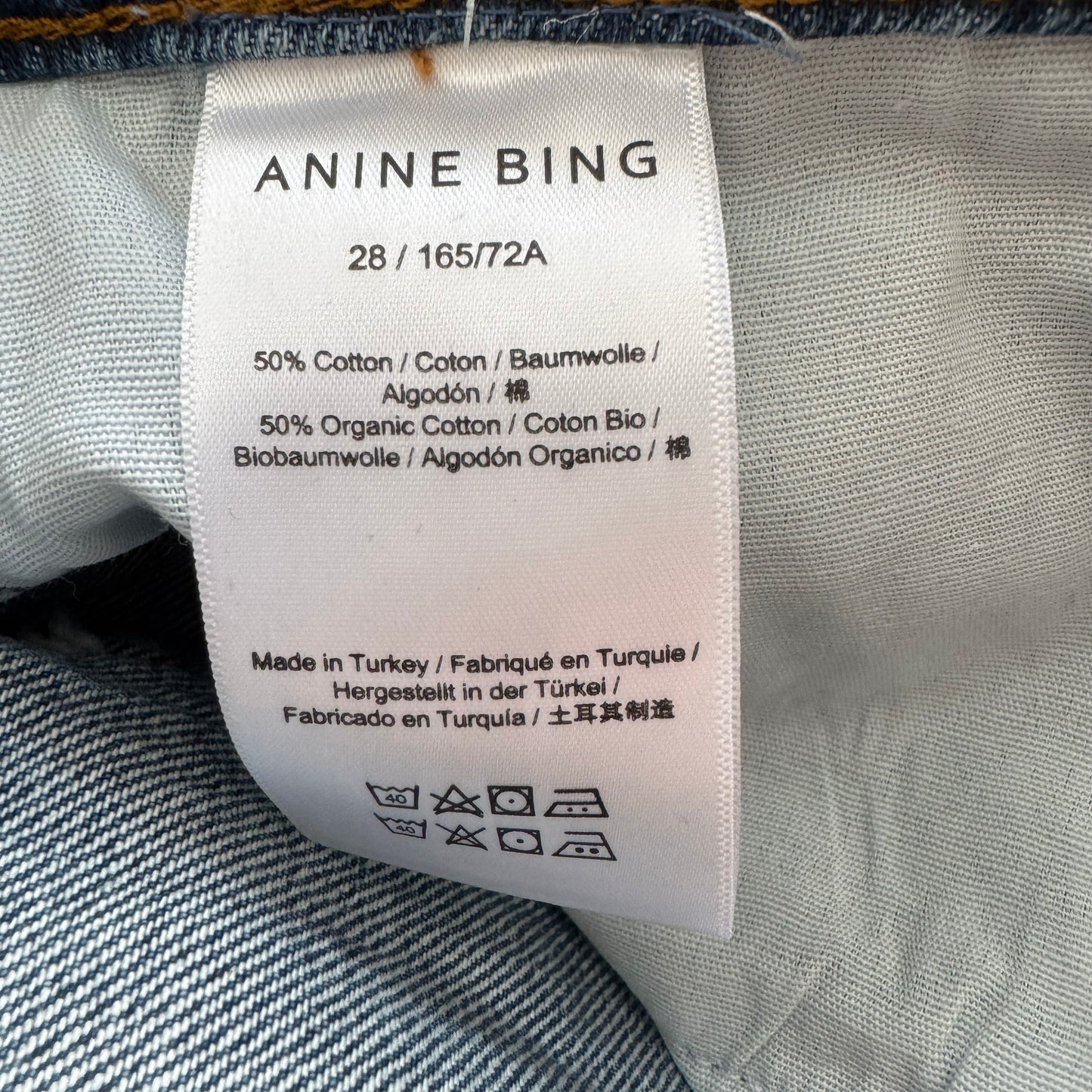 Anine Bing "Benson" Jeans in Blue, size 28