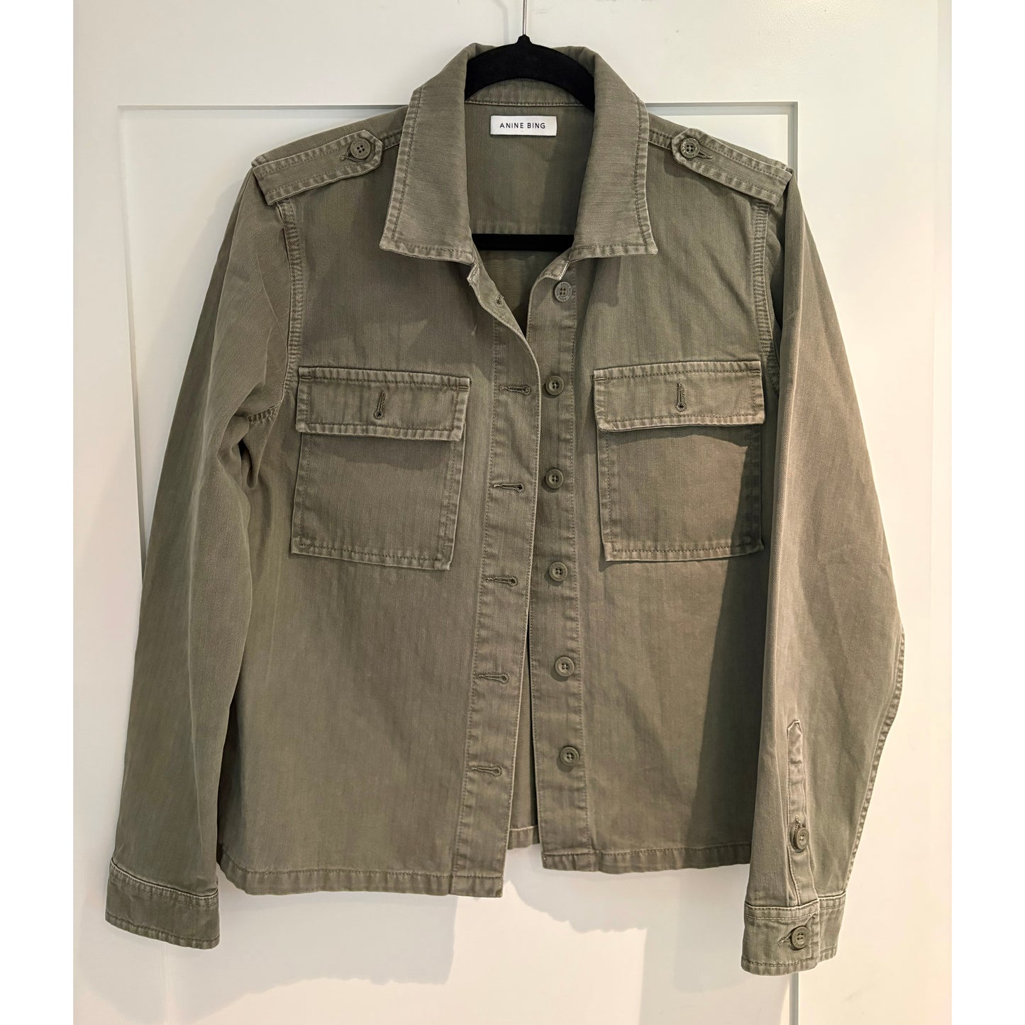 Anine Bing "Cameron" Shirt in Army Green, size Small