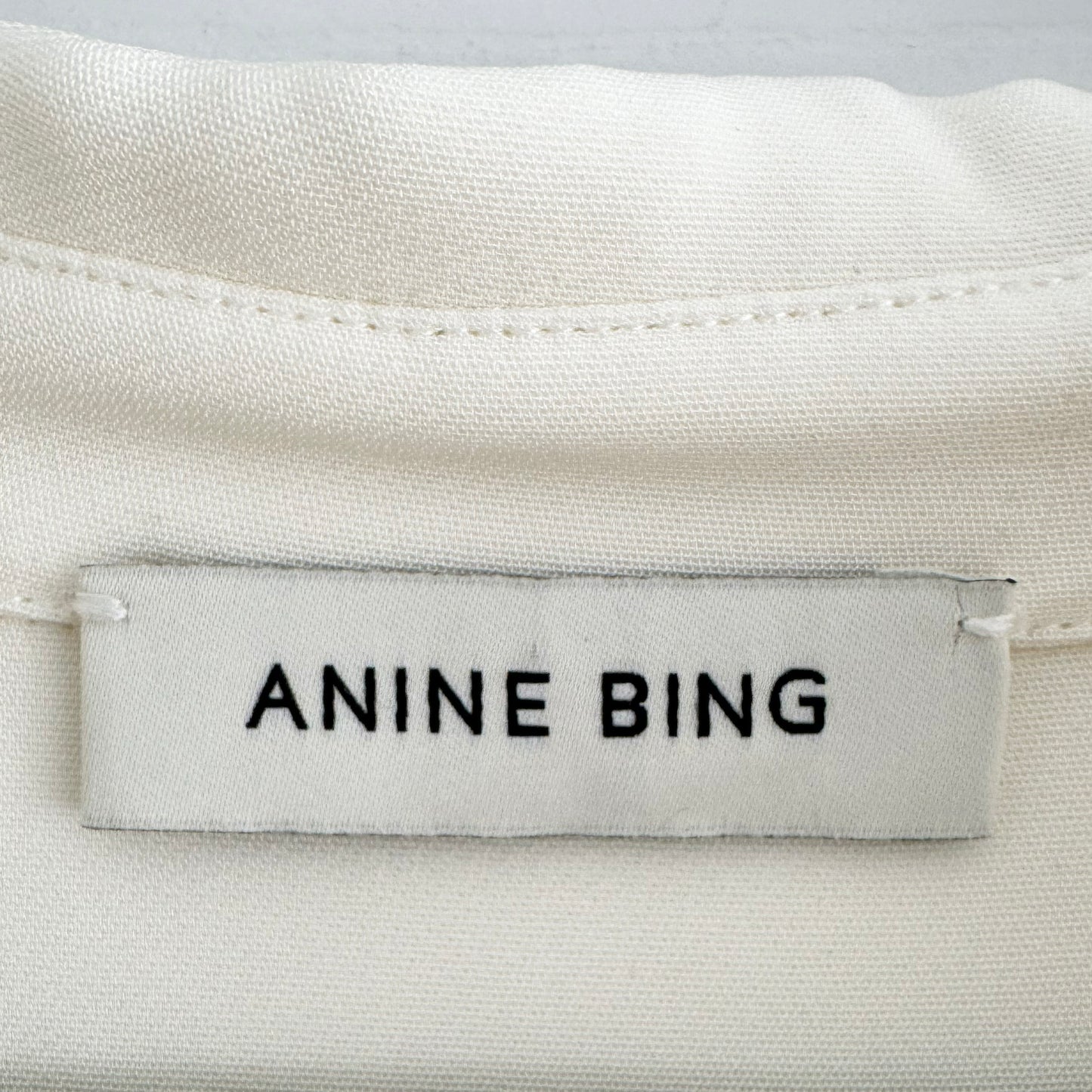 Anine Bing "Lake" Pullover Crepe Shirt in Ivory, size Small