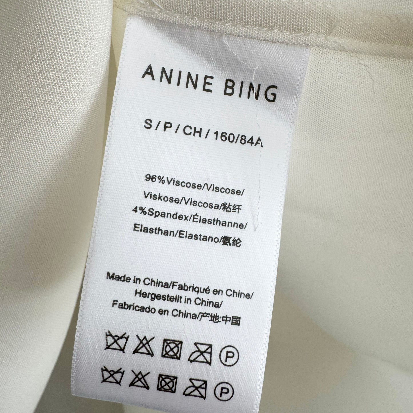 Anine Bing "Lake" Pullover Crepe Shirt in Ivory, size Small