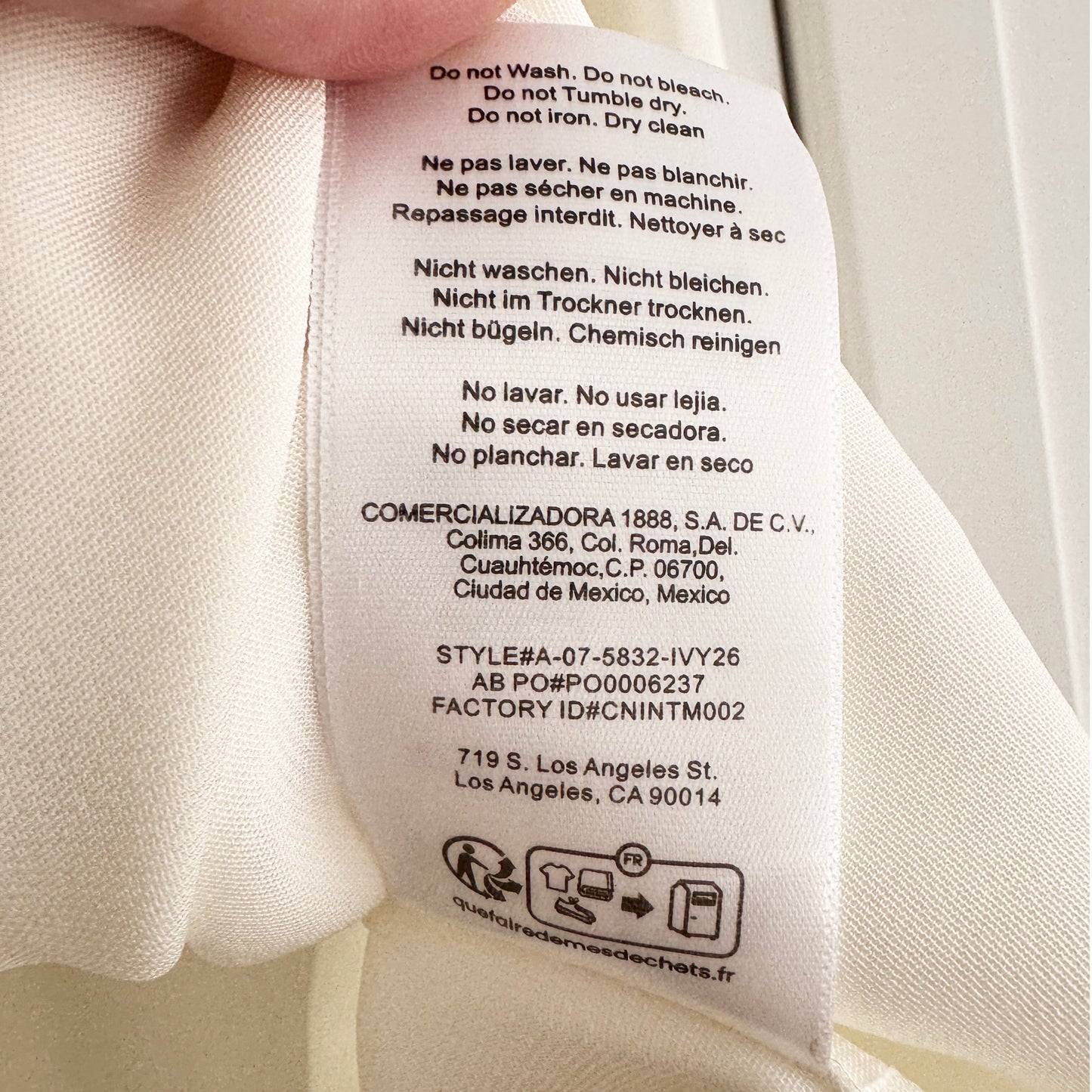 Anine Bing "Lake" Pullover Crepe Shirt in Ivory, size Small
