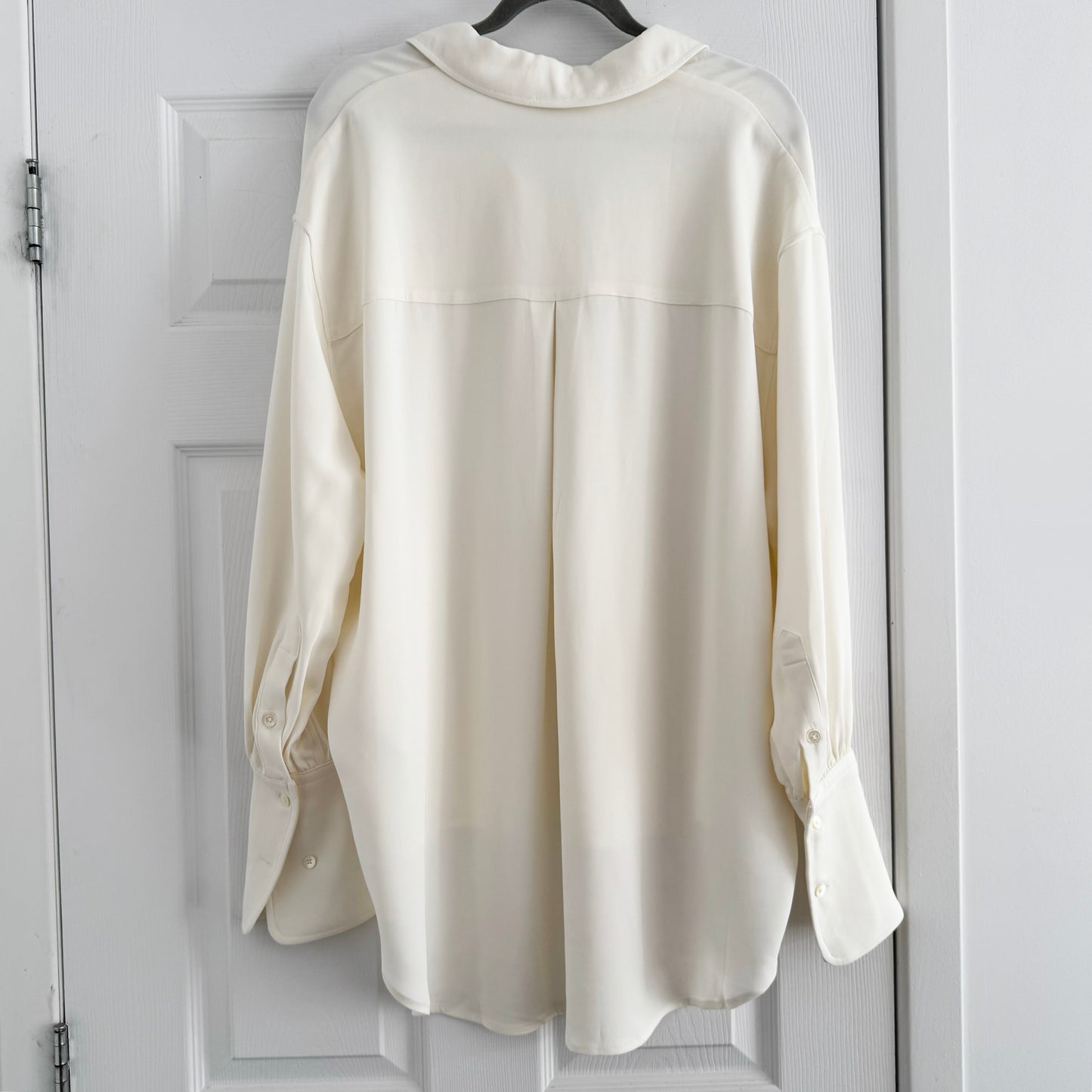 Anine Bing "Lake" Pullover Crepe Shirt in Ivory, size Small
