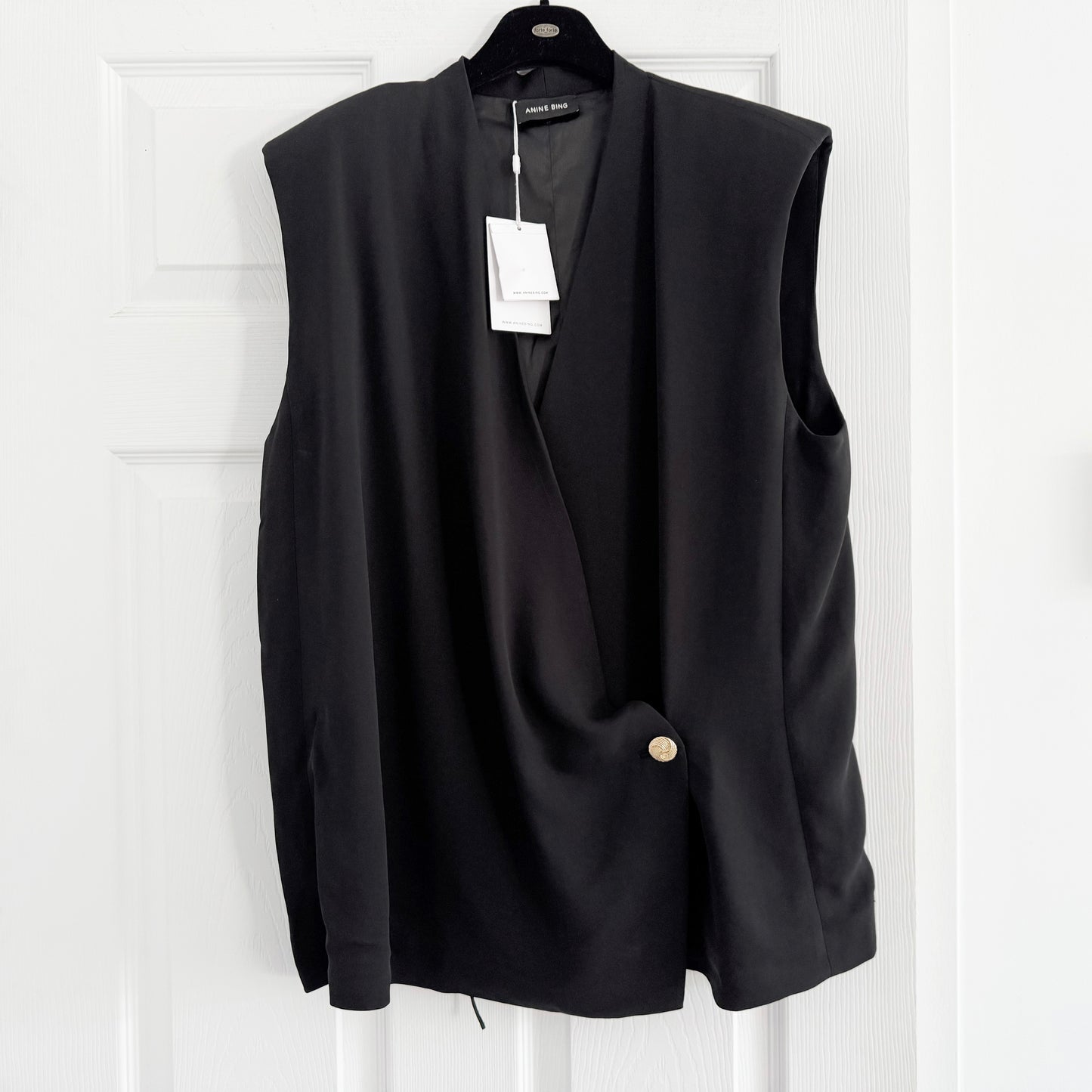 Anine Bing "Venice" Vest in Black, size Medium