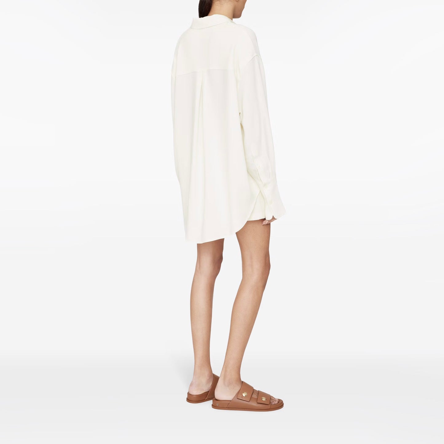 Anine Bing "Lake" Pullover Crepe Shirt in Ivory, size Small