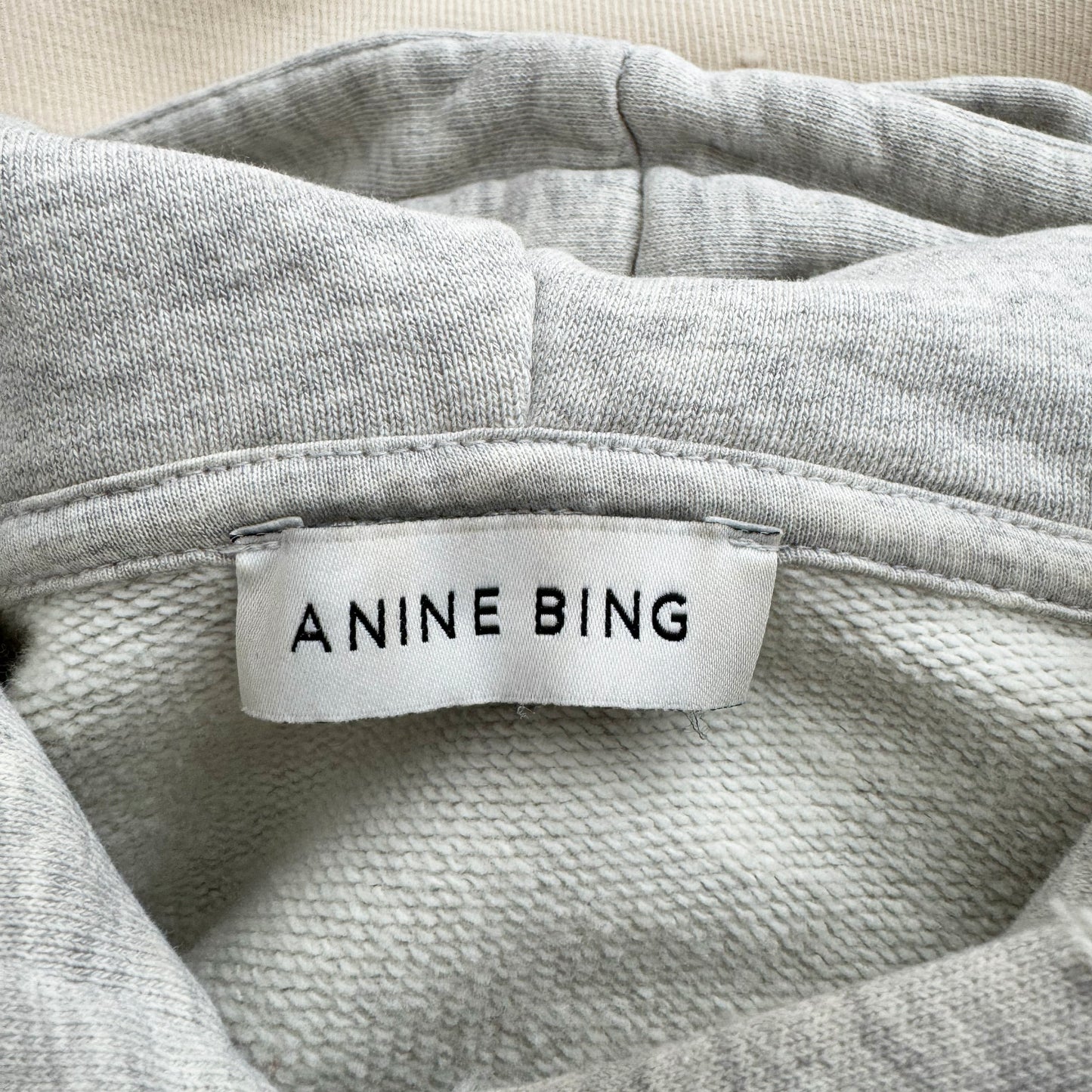 Anine Bing "Harvey" Logo Hoodie in Grey, size Small (fits oversize)