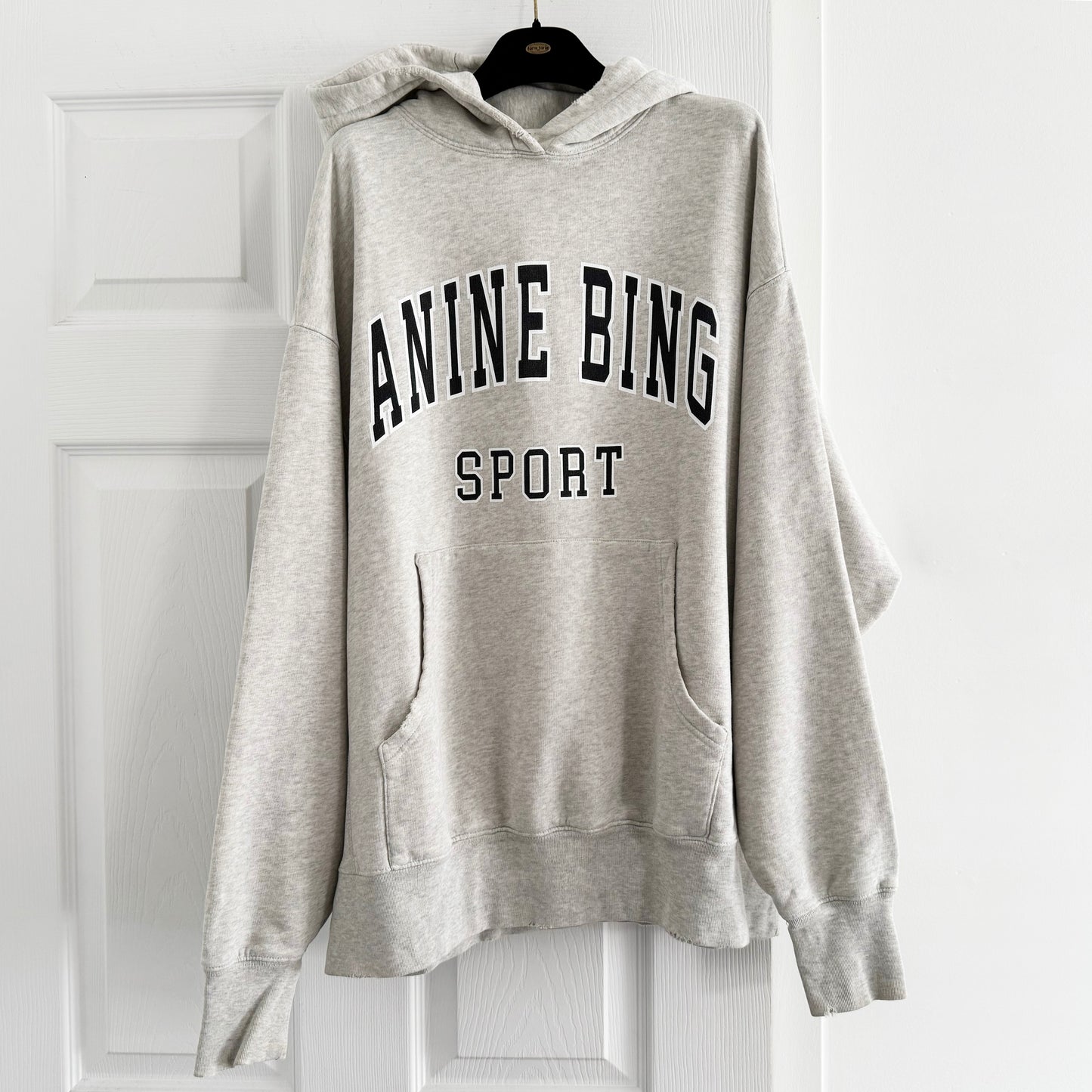 Anine Bing "Harvey" Logo Hoodie in Grey, size Small (fits oversize)