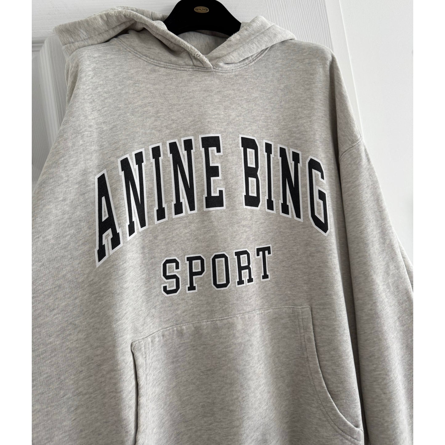 Anine Bing "Harvey" Logo Hoodie in Grey, size Small (fits oversize)