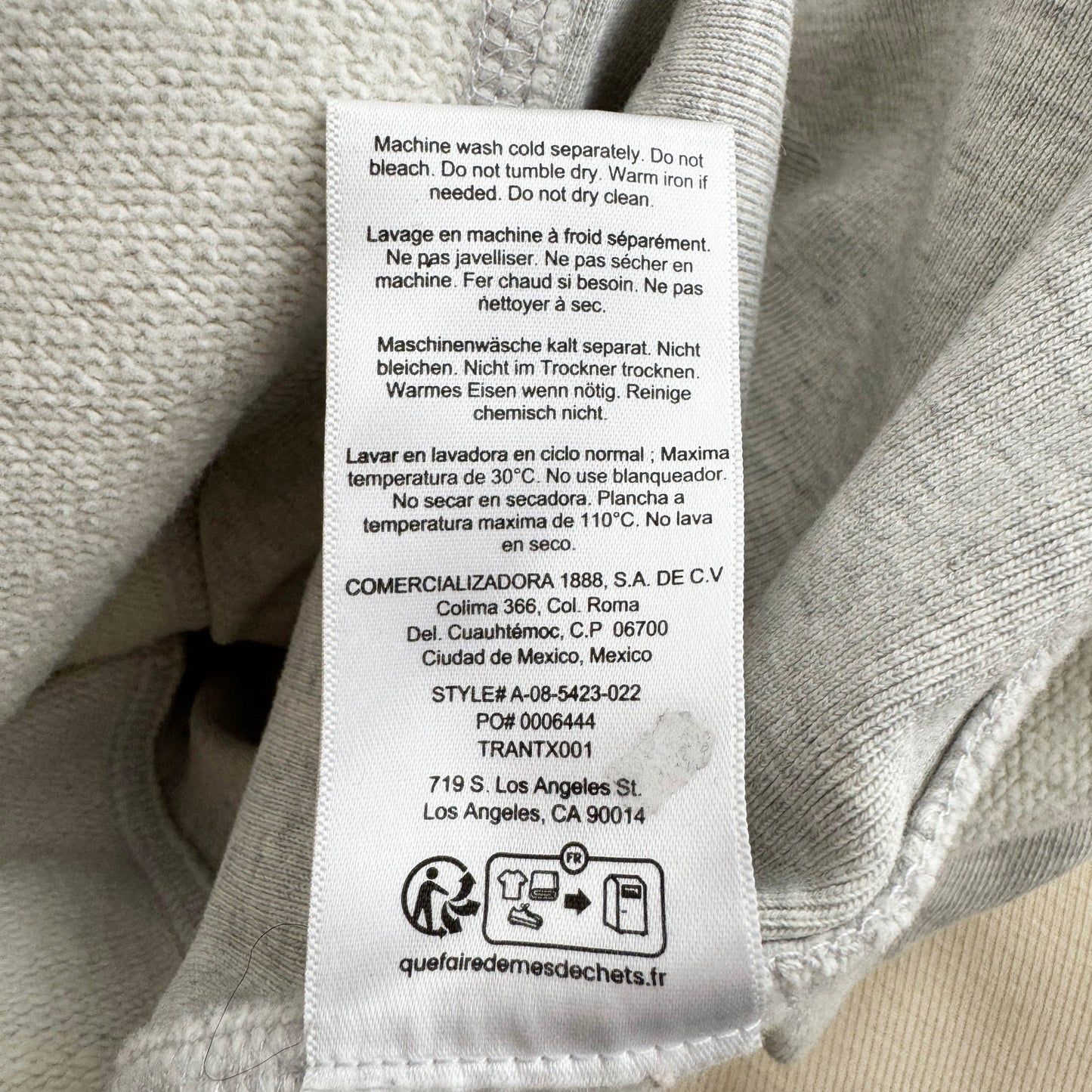 Anine Bing "Harvey" Logo Hoodie in Grey, size Small (fits oversize)