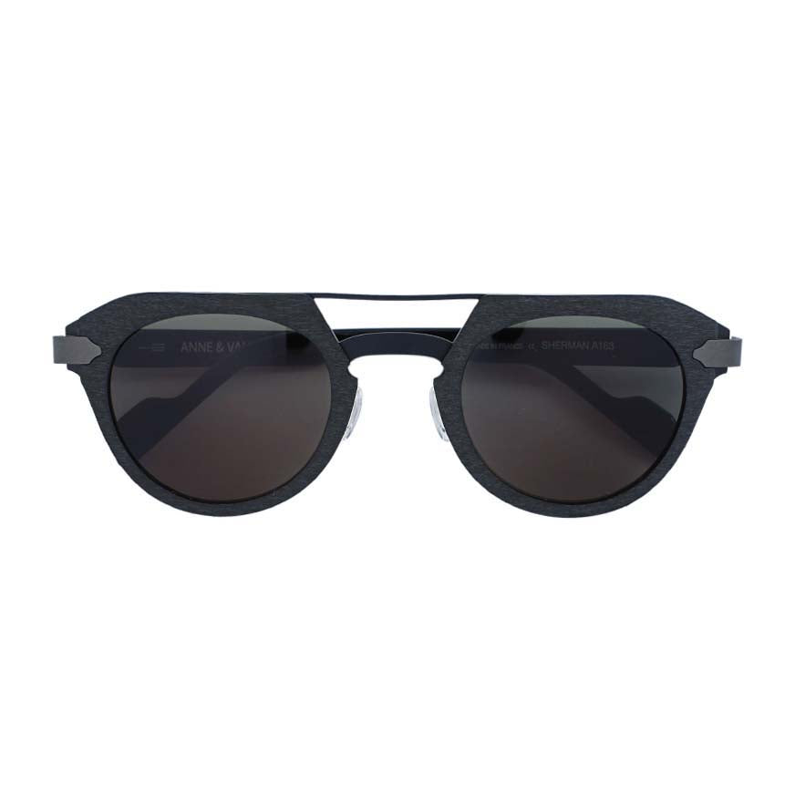Anne et Valentin "SHERMAN" Aviator Sunglasses in Black/Grey