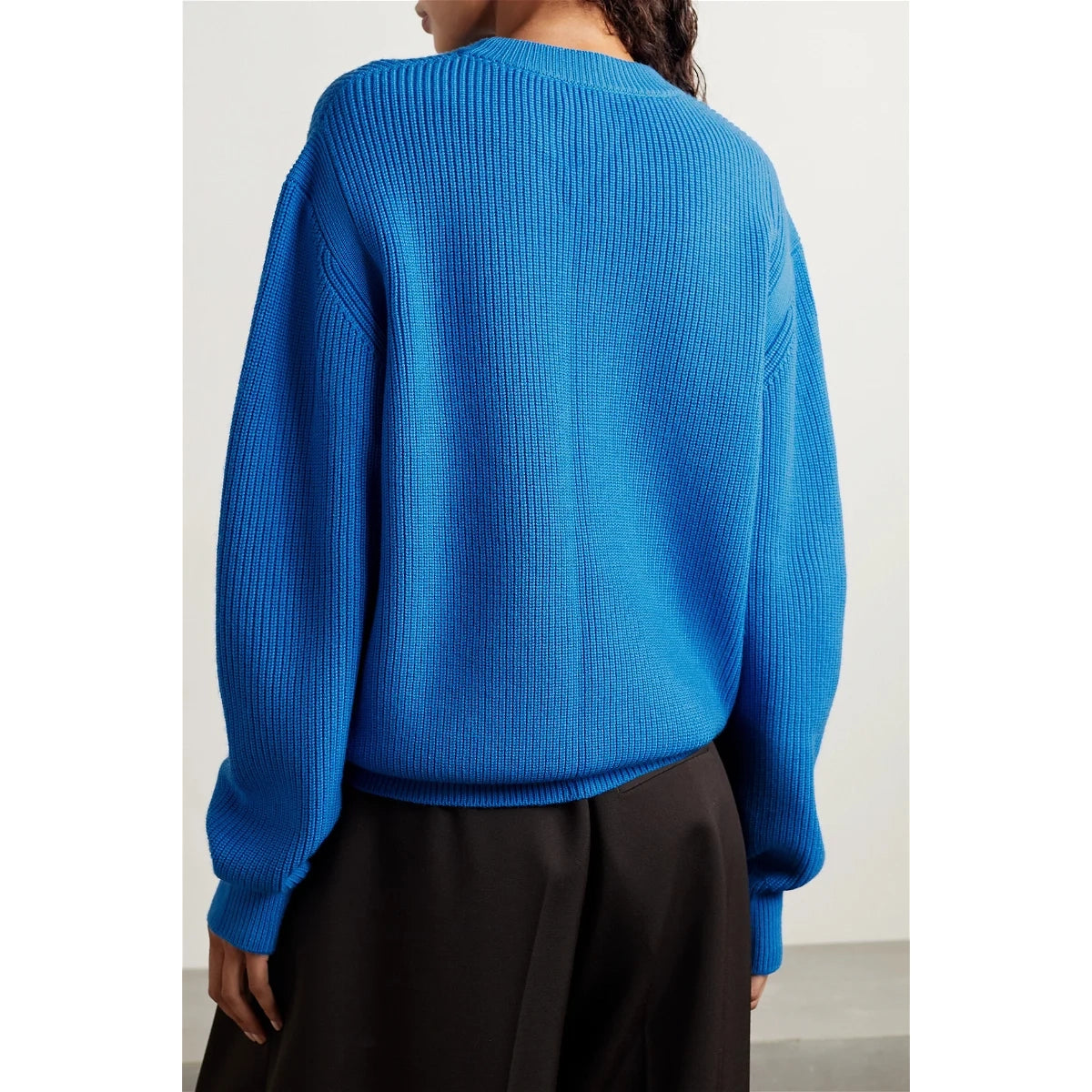 Apiece Apart "Everyday" Ribbed Wool Sweater in Blue, Size Small