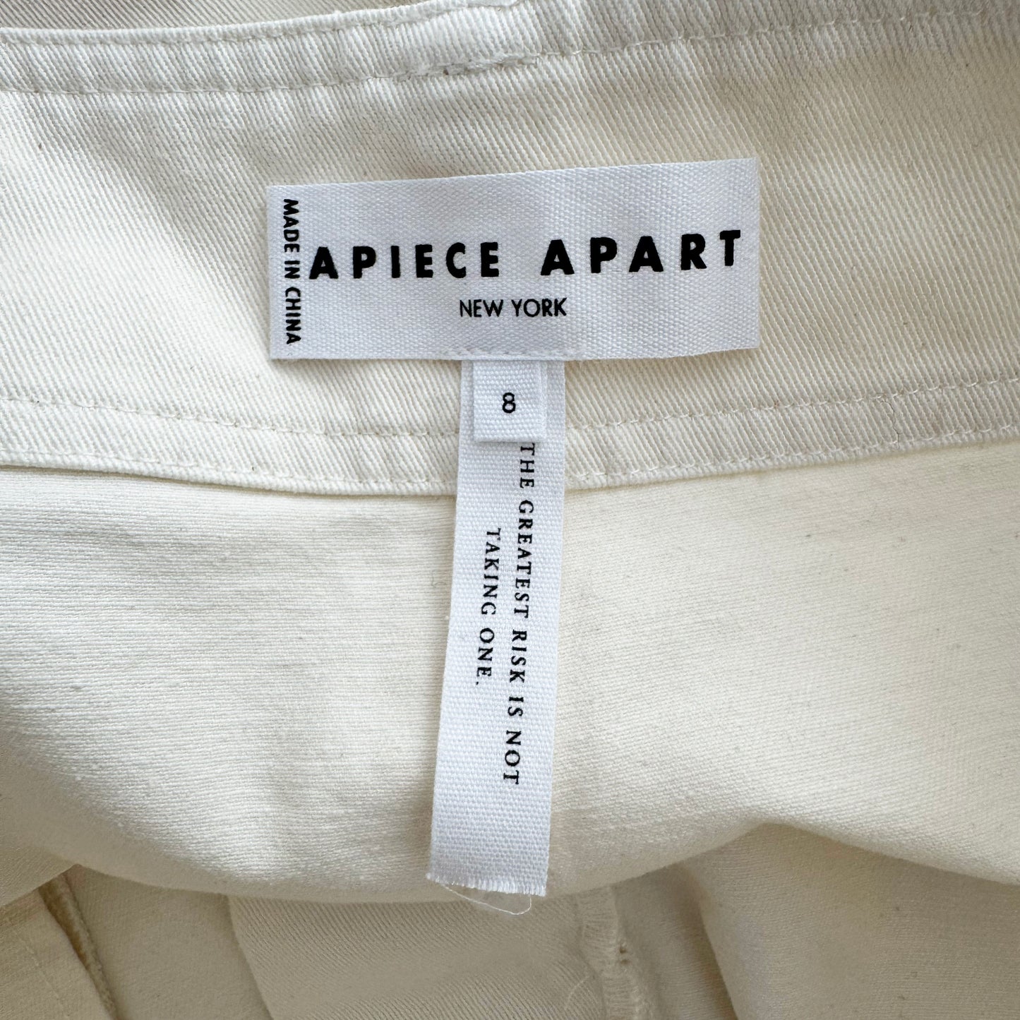 Apiece Apart "Veras" Shorts in Ivory, size 8