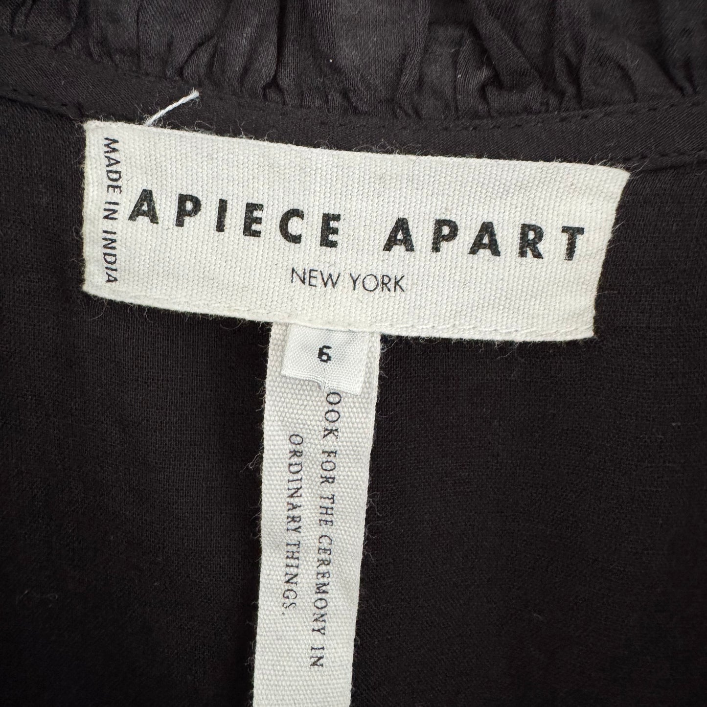 Apiece Apart "Limon" Ruffle Trimmed Jumpsuit in Black, size 6