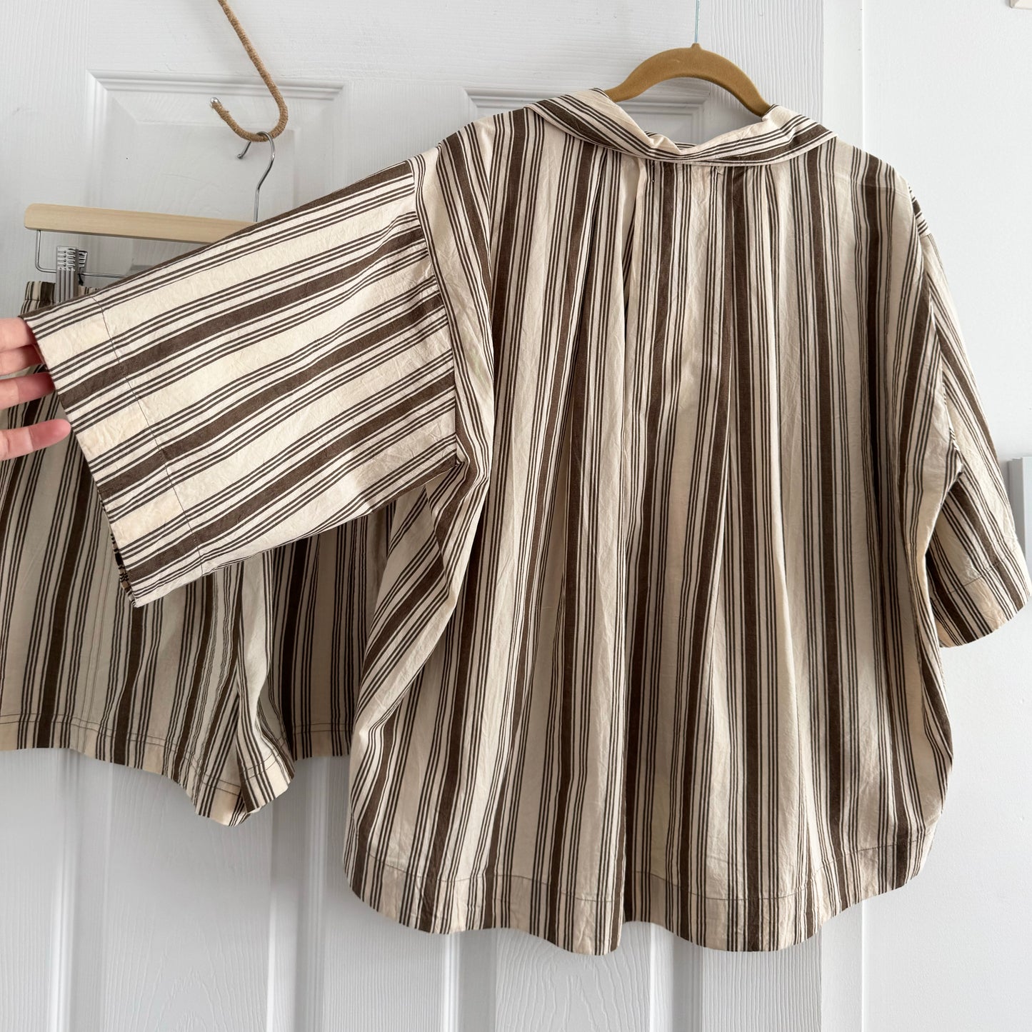 Apiece Apart Striped Shirt and Shorts Set, size Small