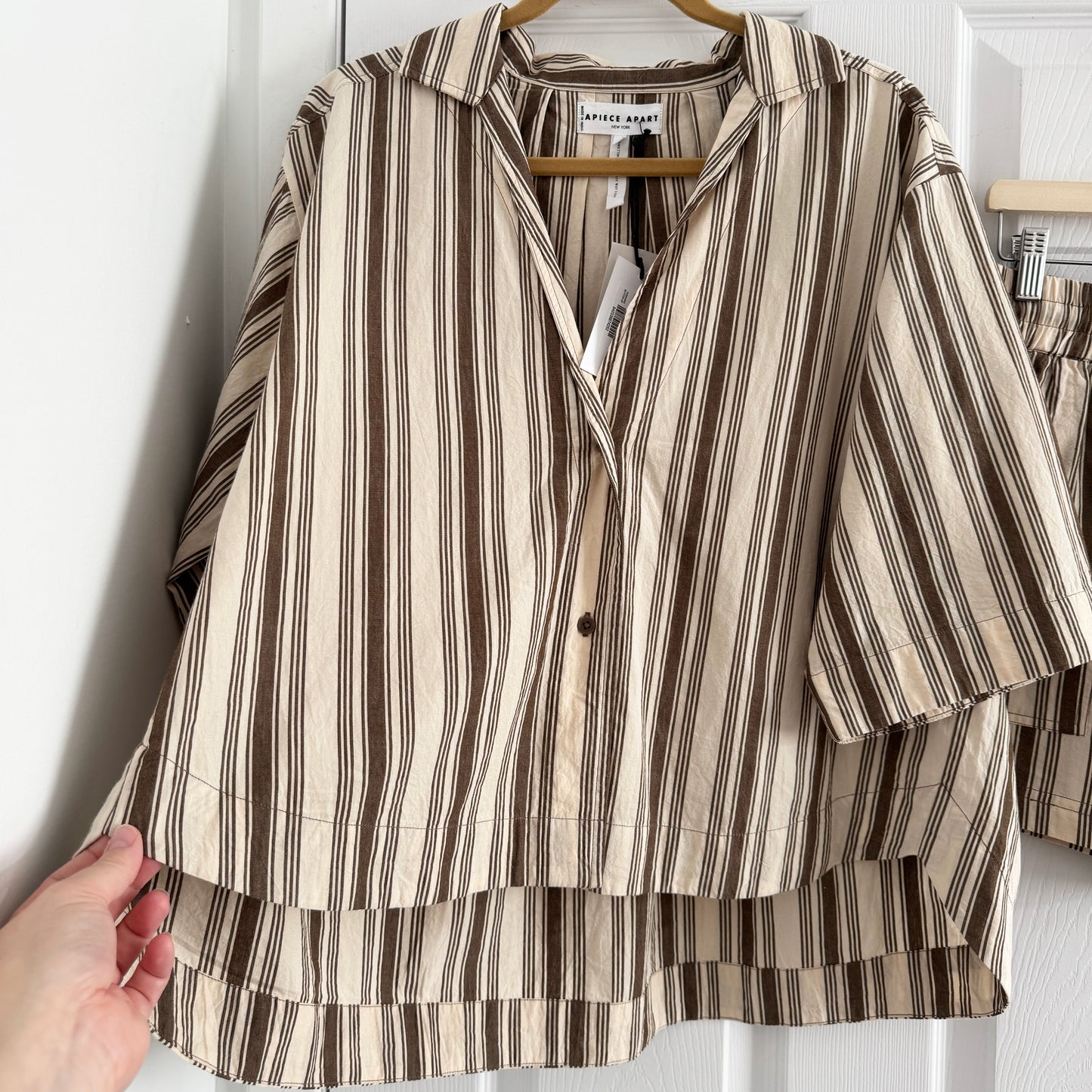 Apiece Apart Striped Shirt and Shorts Set, size Small