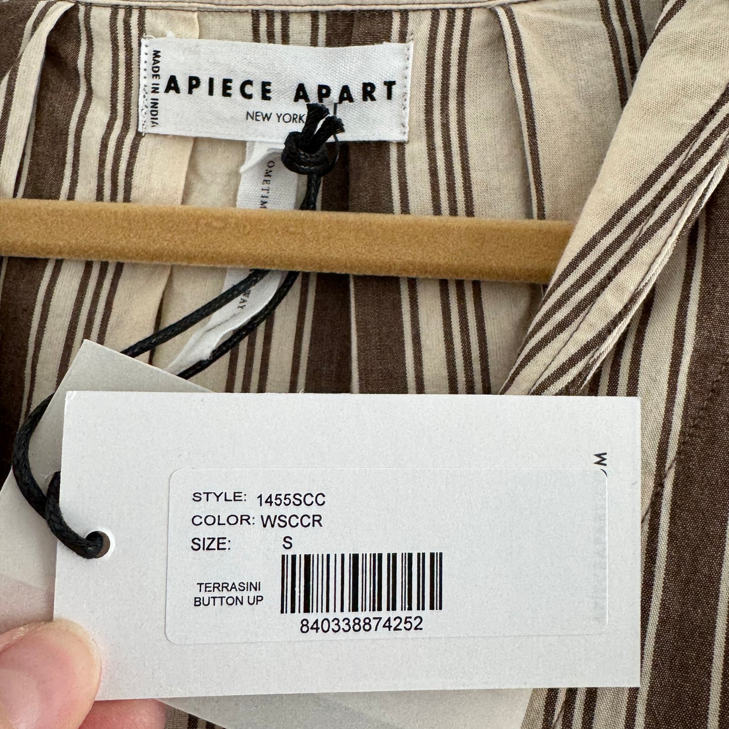 Apiece Apart Striped Shirt and Shorts Set, size Small