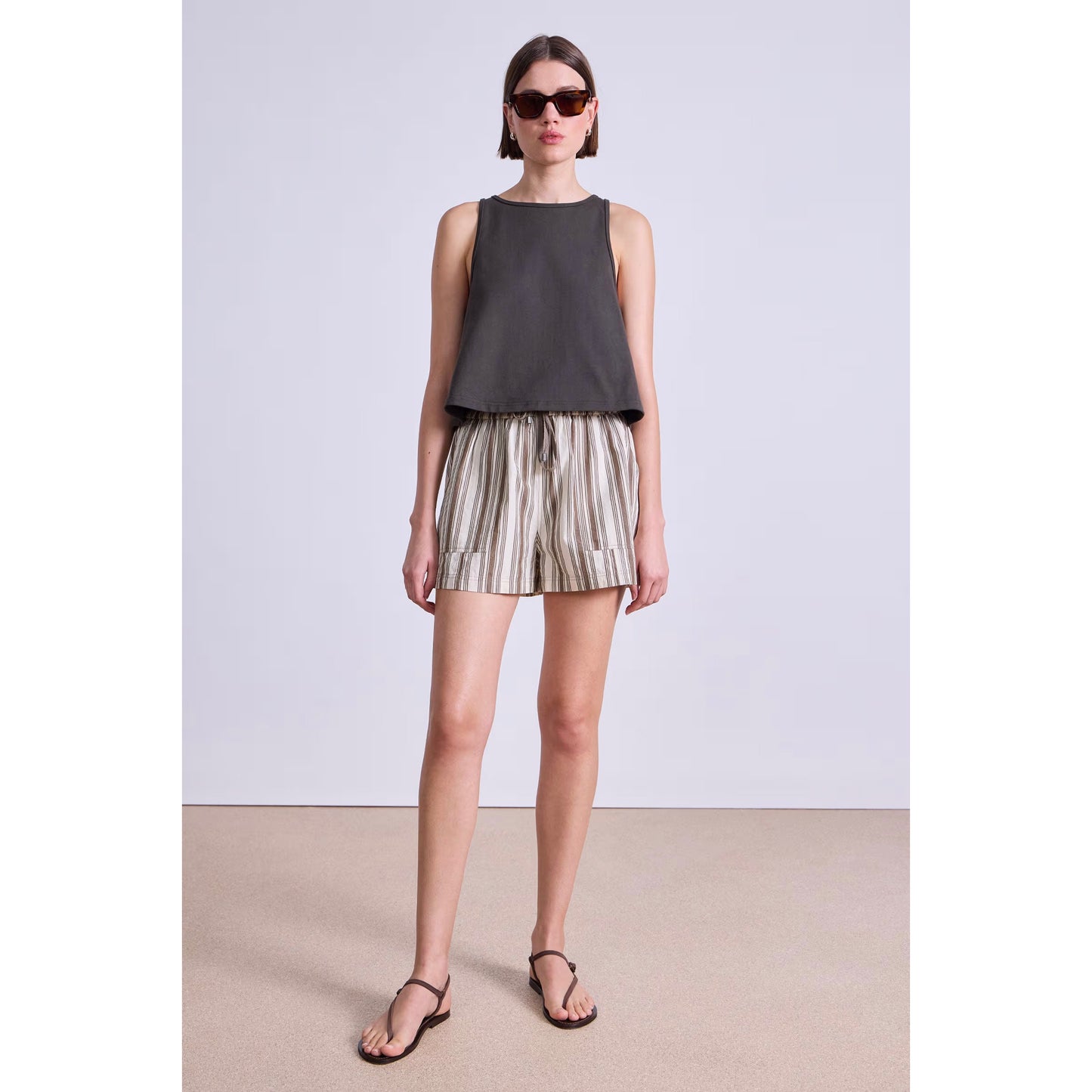 Apiece Apart Striped Shirt and Shorts Set, size Small