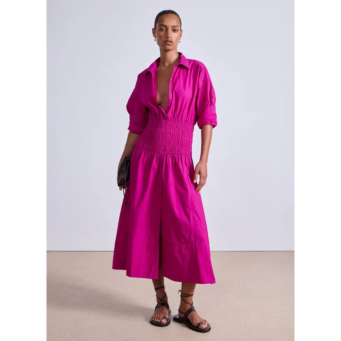 Apiece Apart "Sophia" Shirtdress in Fushia, size XL