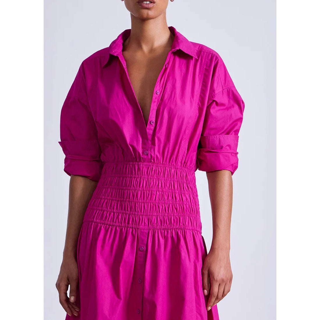 Apiece Apart "Sophia" Shirtdress in Fushia, size XL