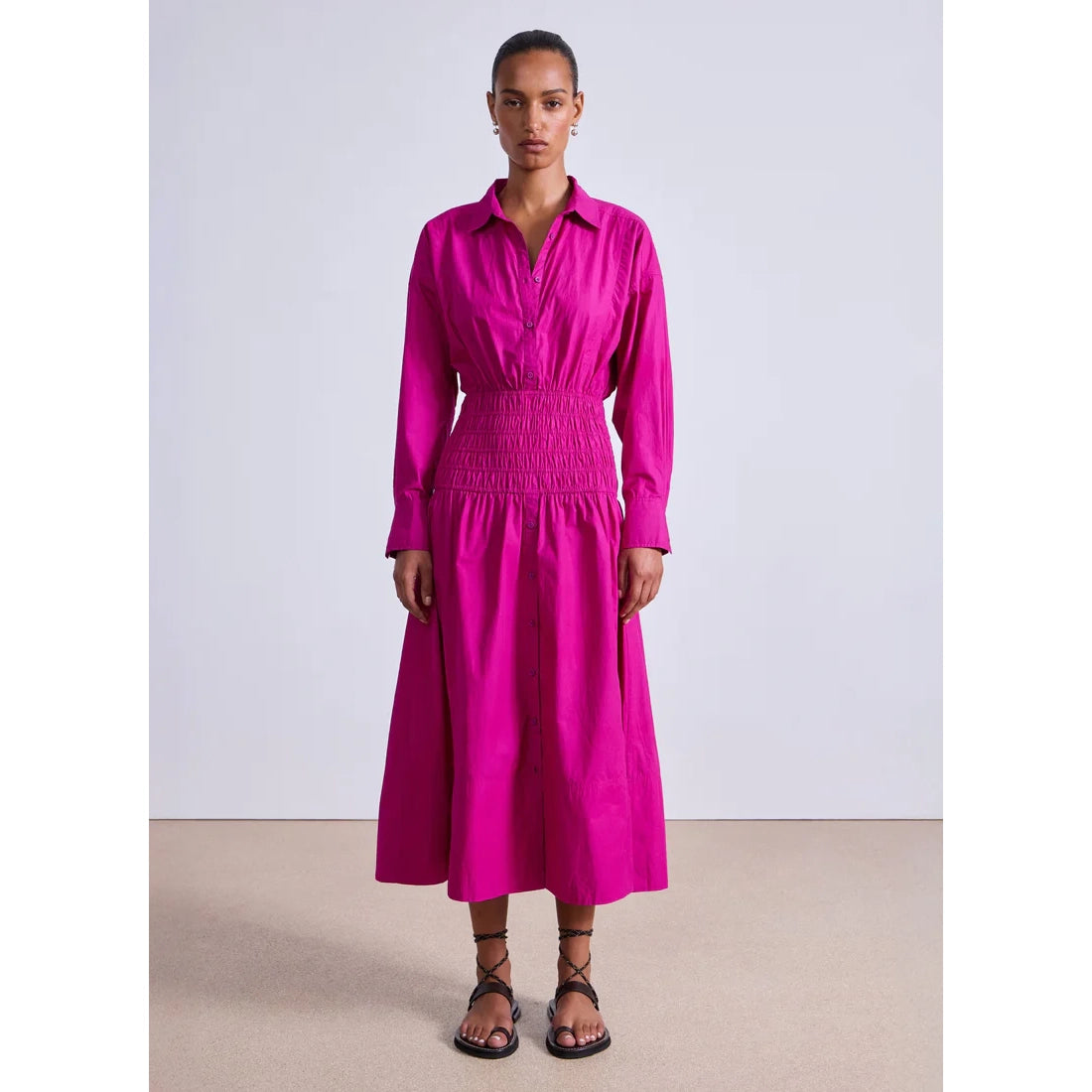 Apiece Apart "Sophia" Shirtdress in Fushia, size XL