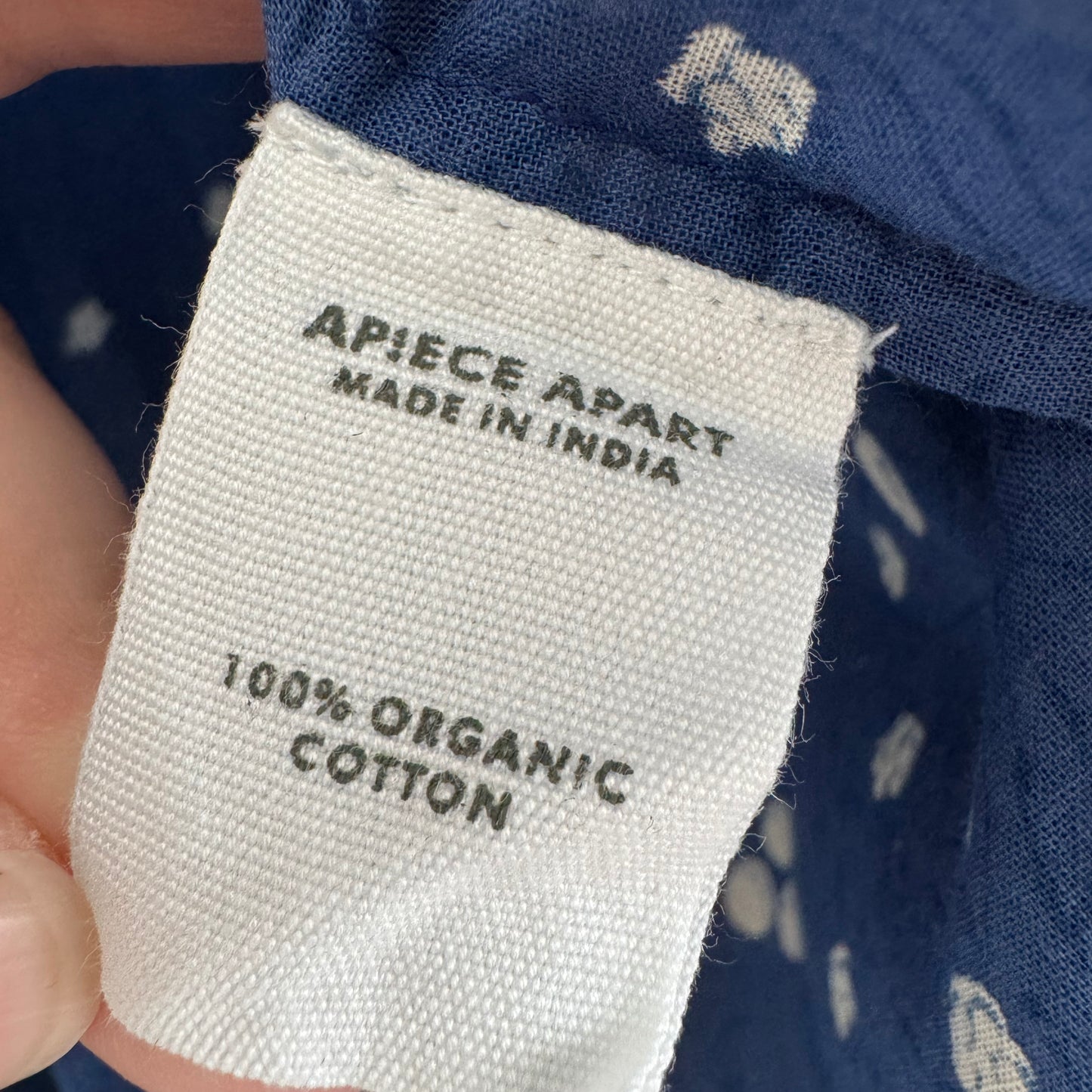 Apiece Apart "Topa" Printed Cotton Blouse in Blue, Size Small