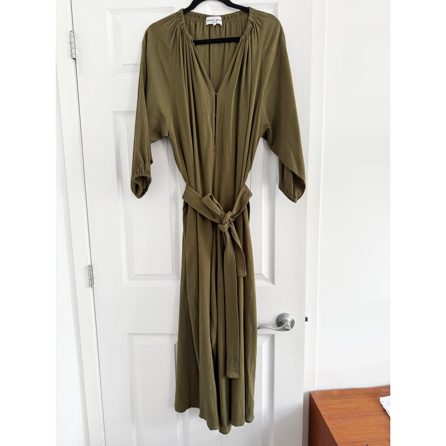 Apiece Apart "Isla" Romper in Khaki, size Medium