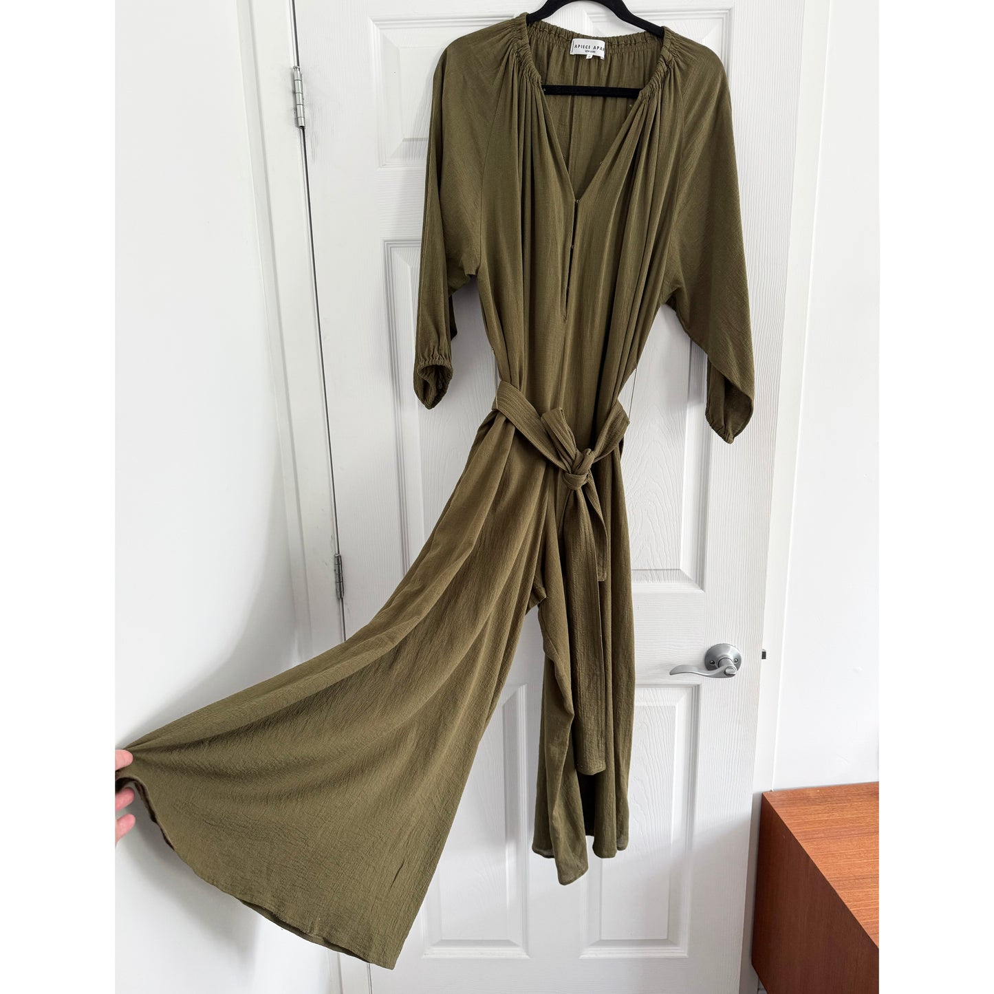 Apiece Apart "Isla" Romper in Khaki, size Medium