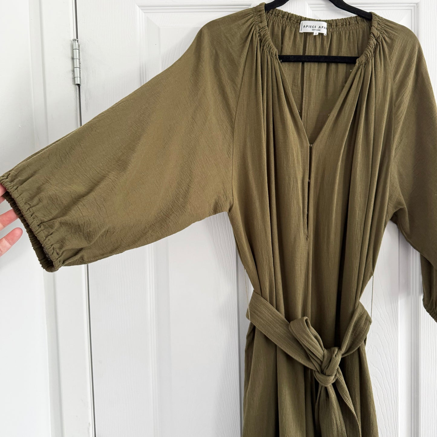 Apiece Apart "Isla" Romper in Khaki, size Medium