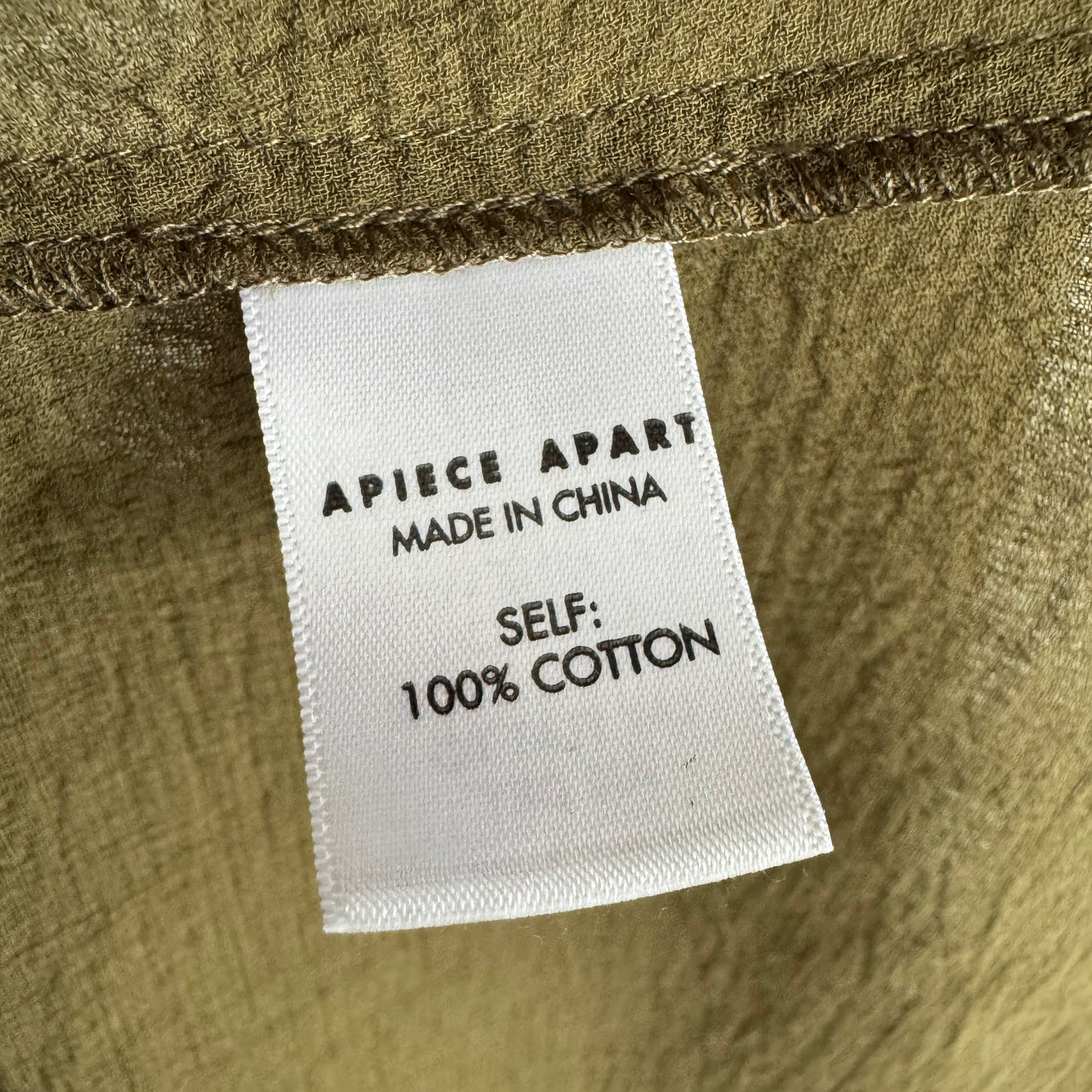 Apiece Apart "Isla" Romper in Khaki, size Medium