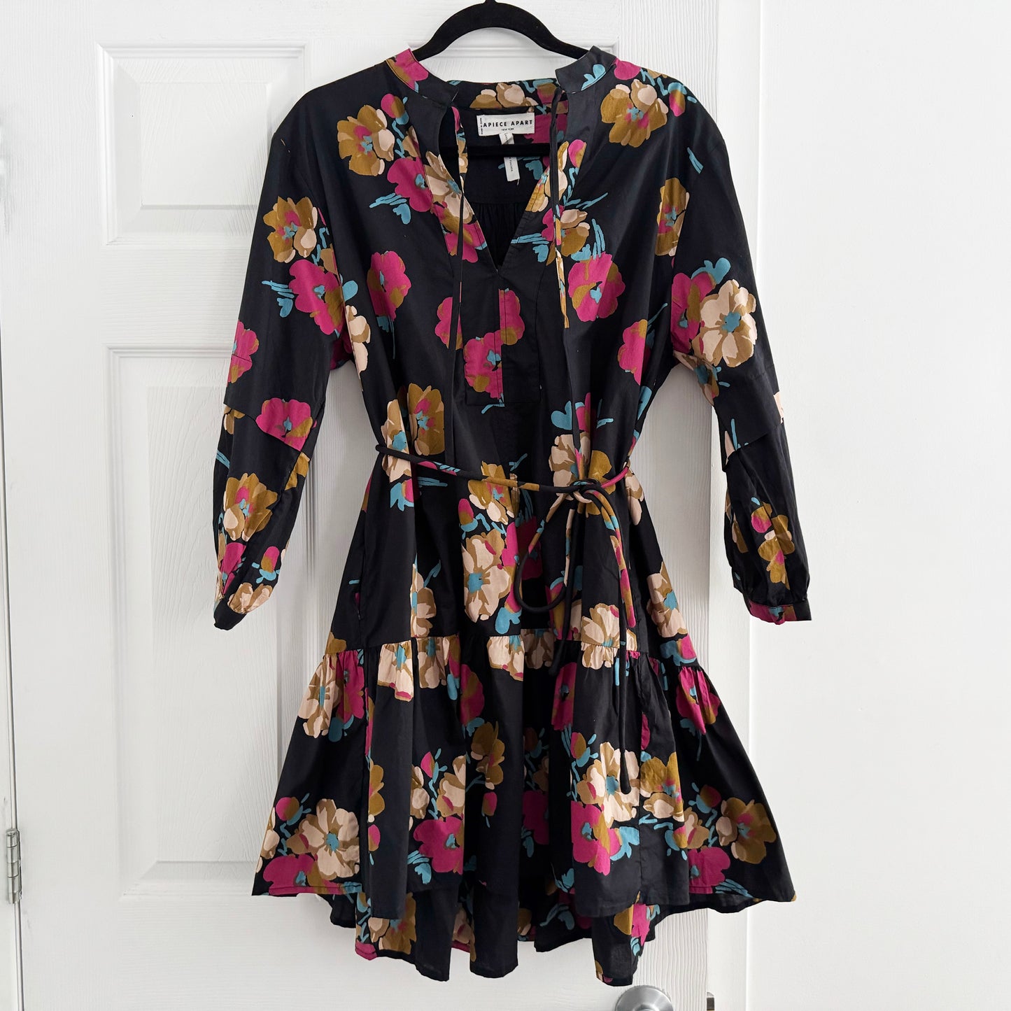 Apiece Apart "Lalla" Mini Dress in "Floating Floral", fits like size XL?