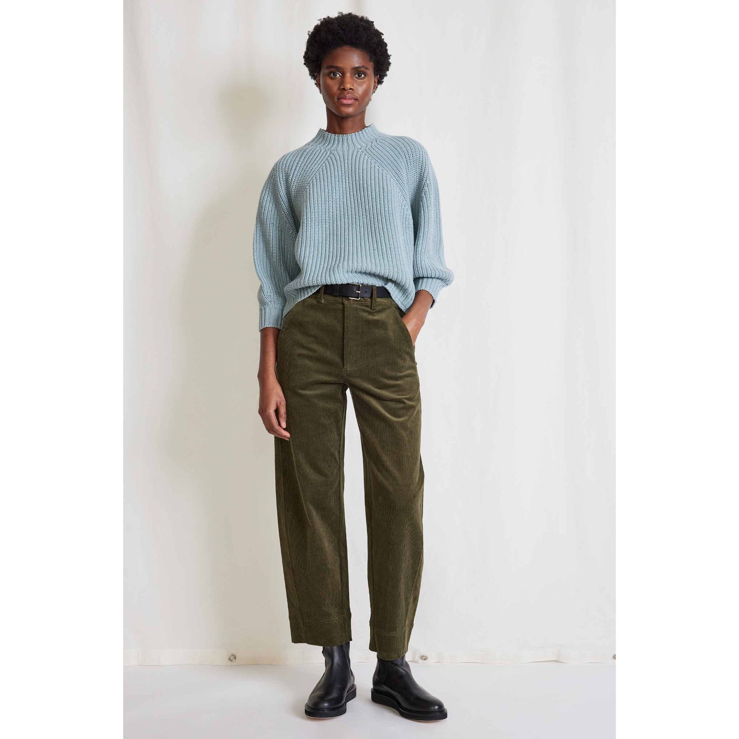 Apiece Apart Mari Barrel Pant in Khaki Green, size 8