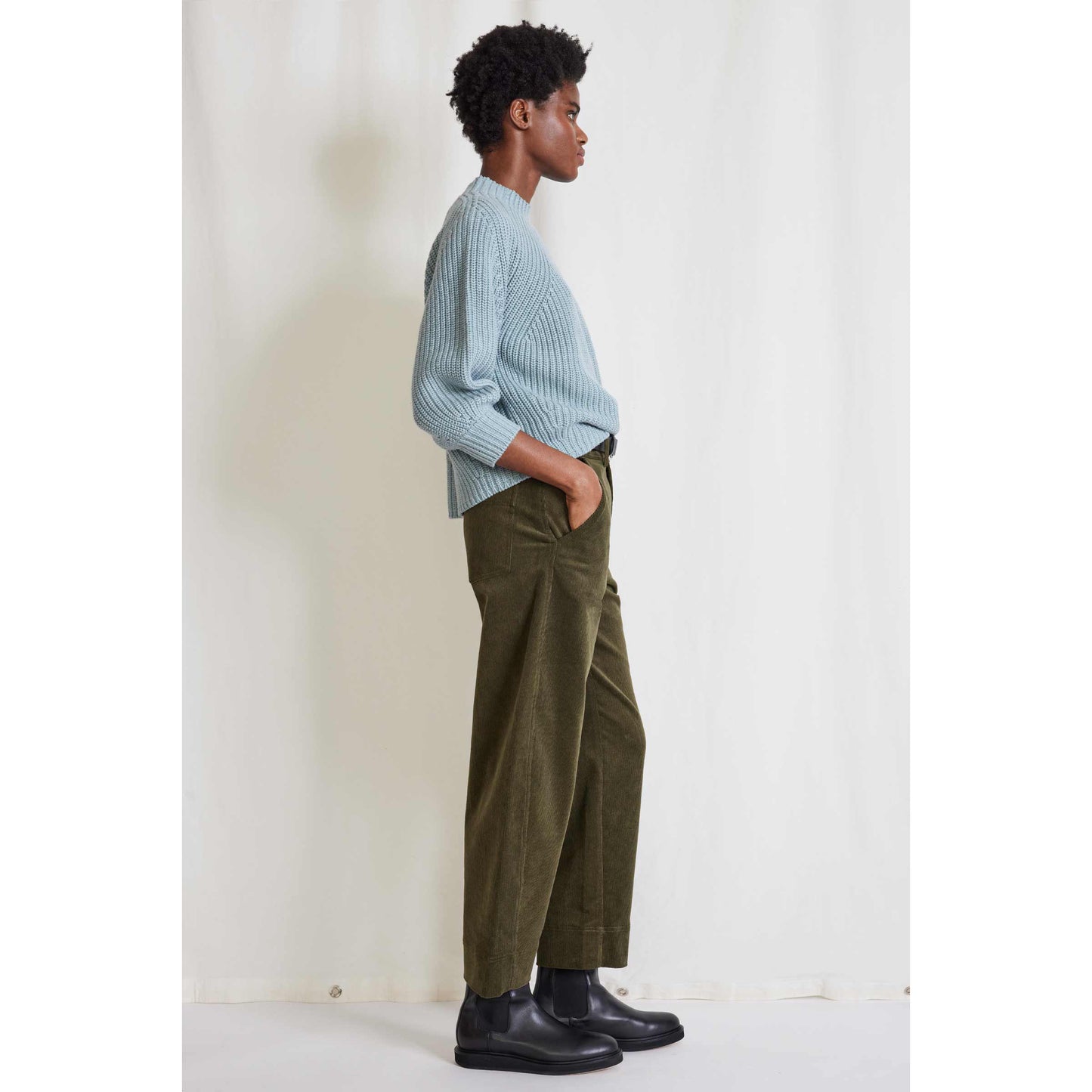 Apiece Apart Mari Barrel Pant in Khaki Green, size 8