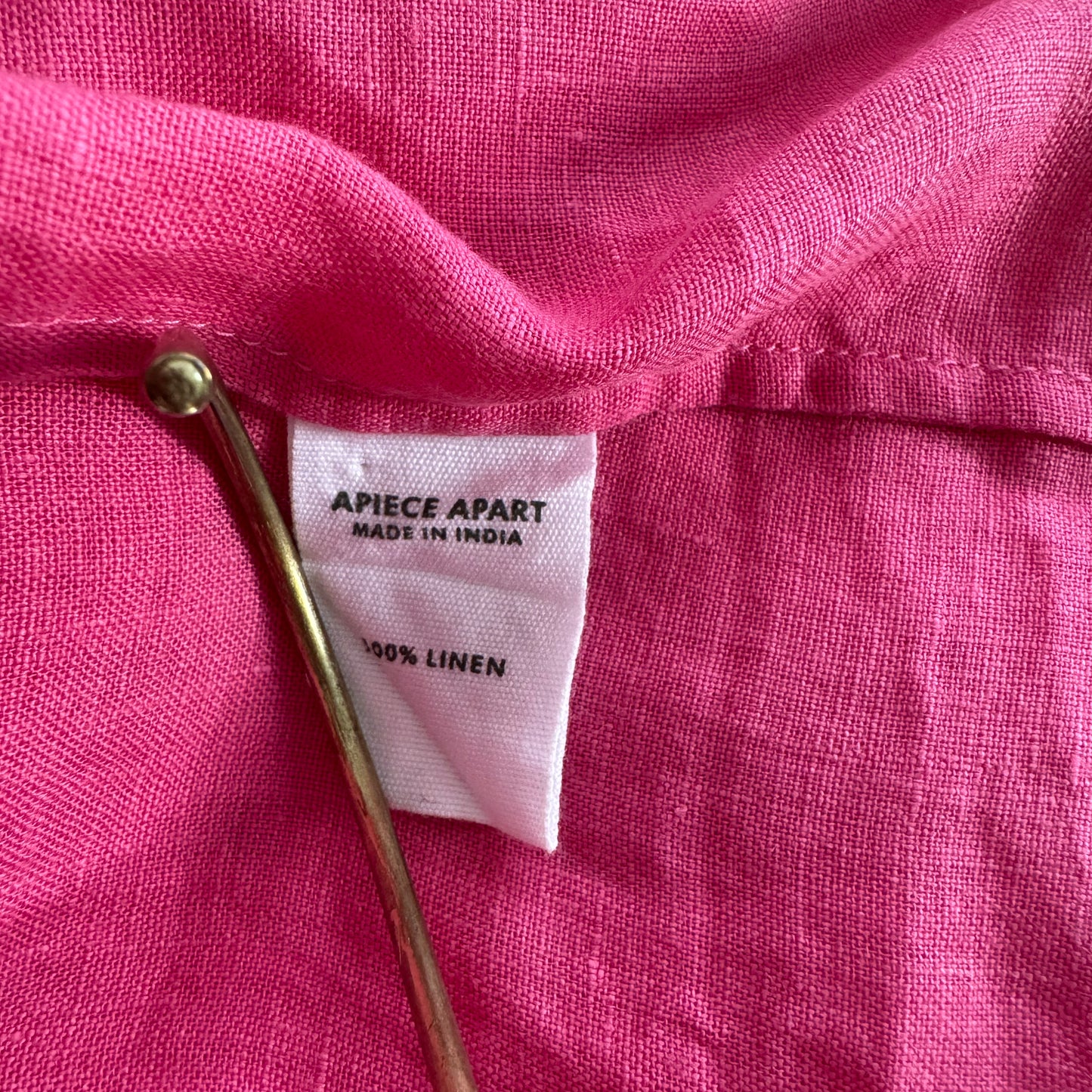 Apiece Apart "Mitte" Linen Dress in Hot Pink, size Large