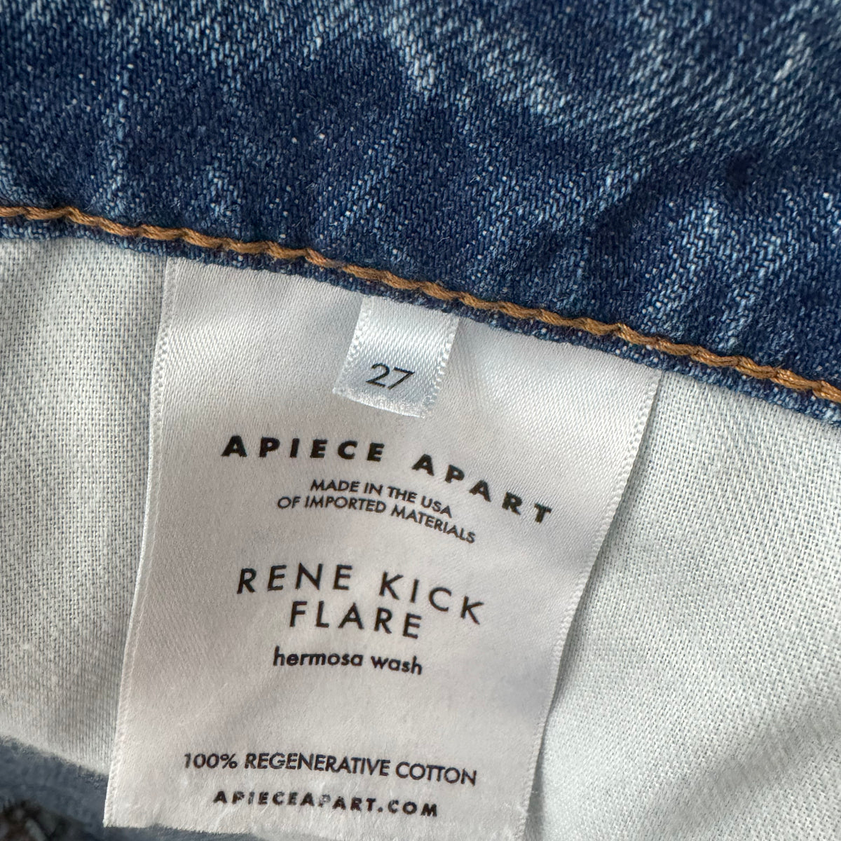 Apiece Apart "Rene"Kick Flare Jean in "Hermosa Wash", size 27