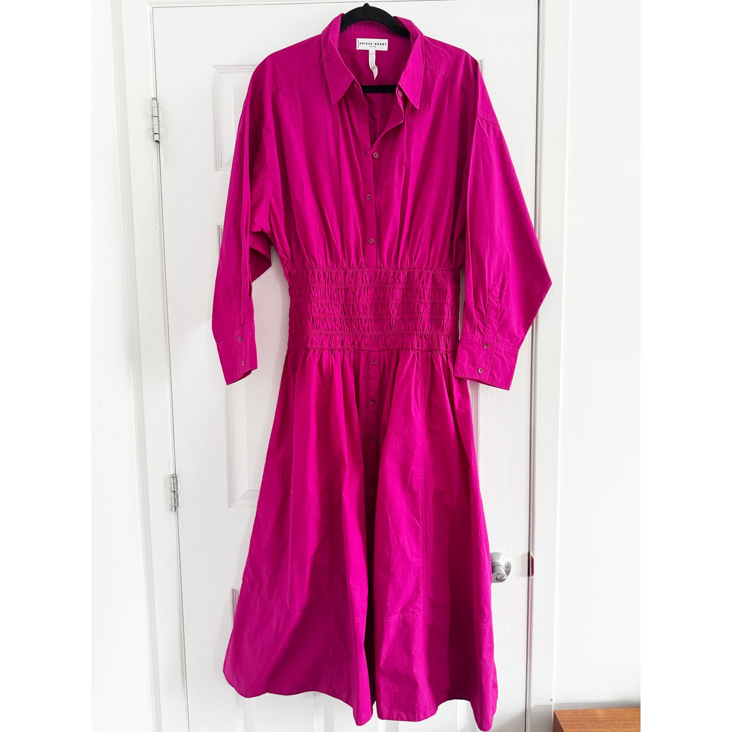 Apiece Apart "Sophia" Shirtdress in Fushia, size XL