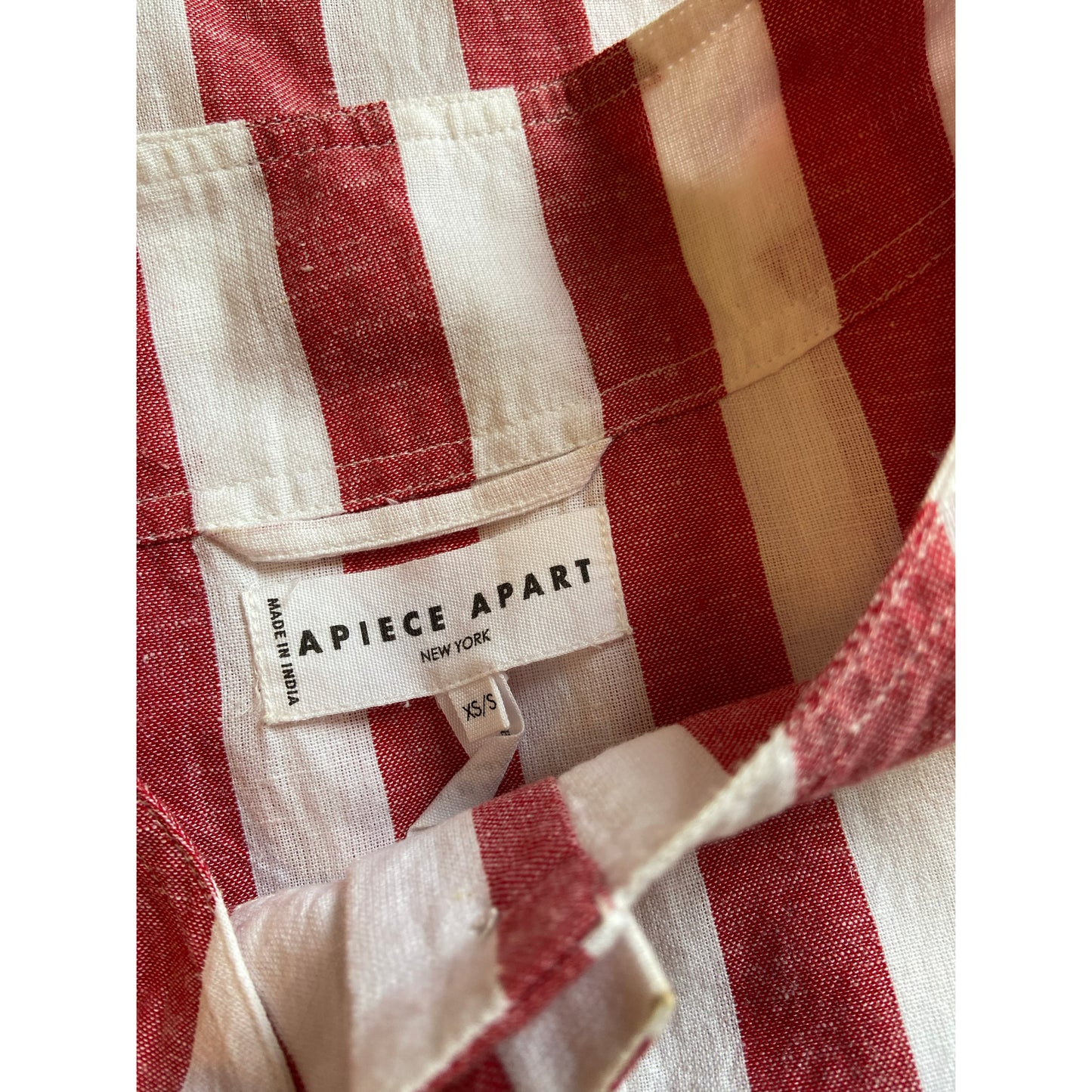 Apiece Apart "Jardin" Kaftan in Red/White Stripe, size XS/S