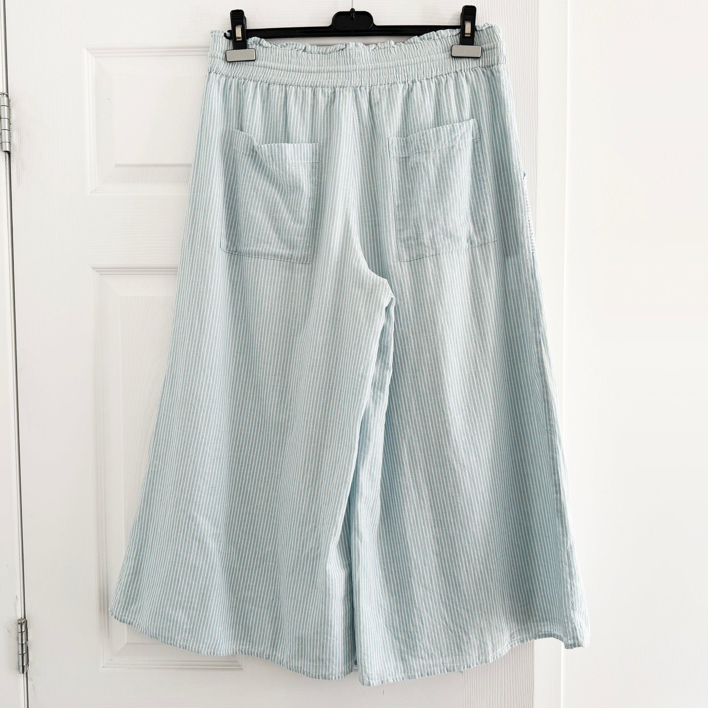 Apiece Apart Blue Striped Wide Leg Cropped Pant, size 8