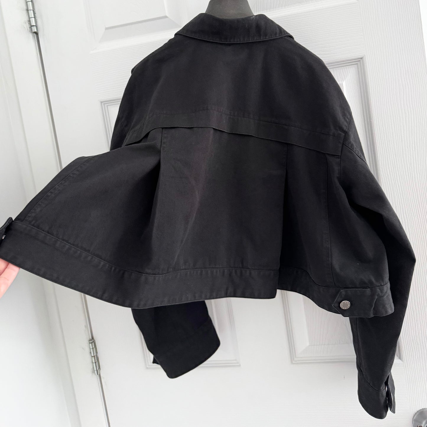 Apiece Apart Cropped Trapeze Jacket in Black, size XXS (fits oversize)