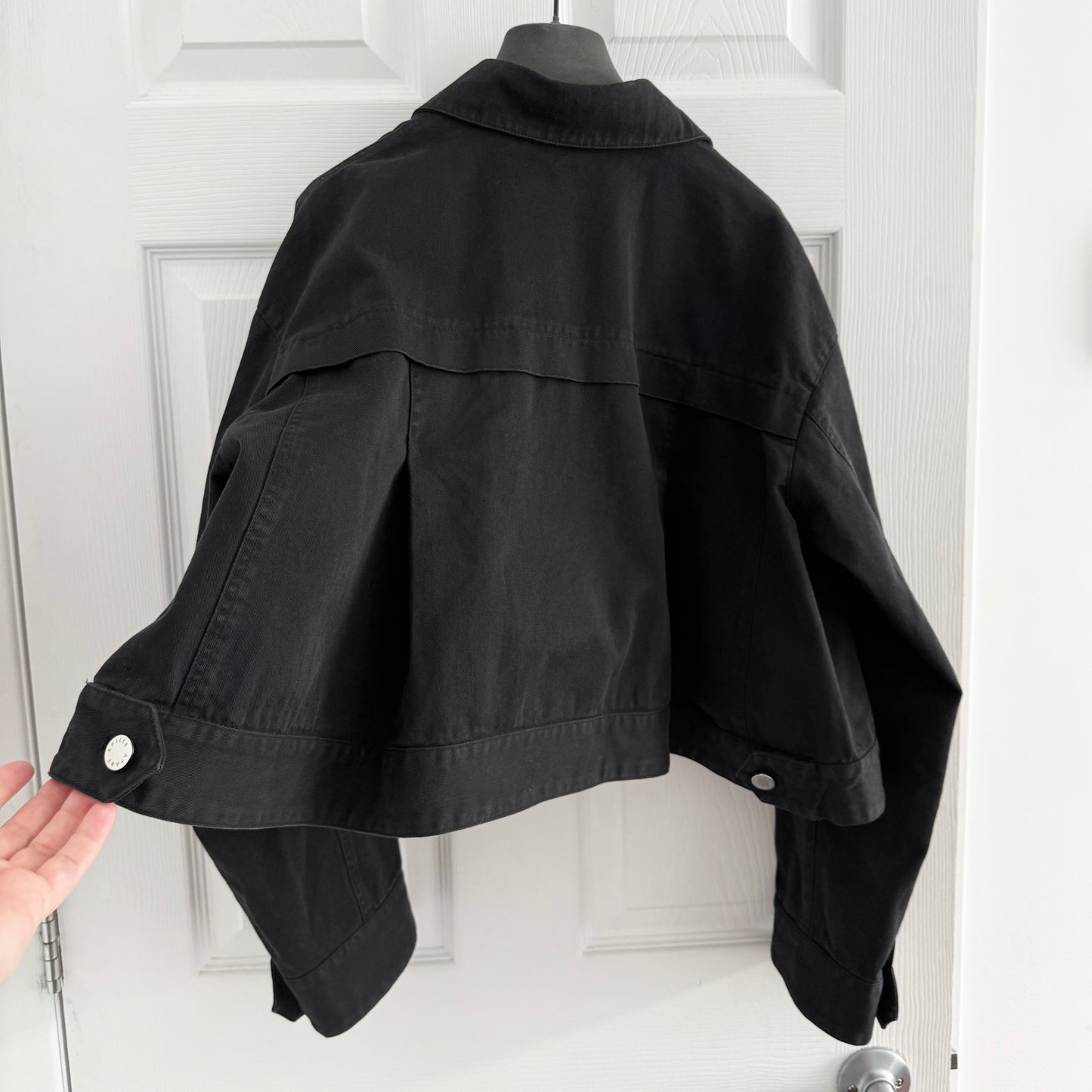 Apiece Apart Cropped Trapeze Jacket in Black, size XXS (fits oversize)
