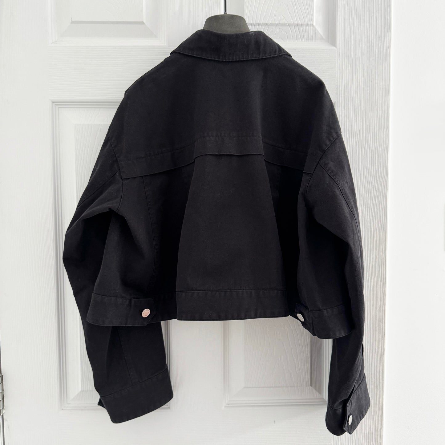 Apiece Apart Cropped Trapeze Jacket in Black, size XXS (fits oversize)
