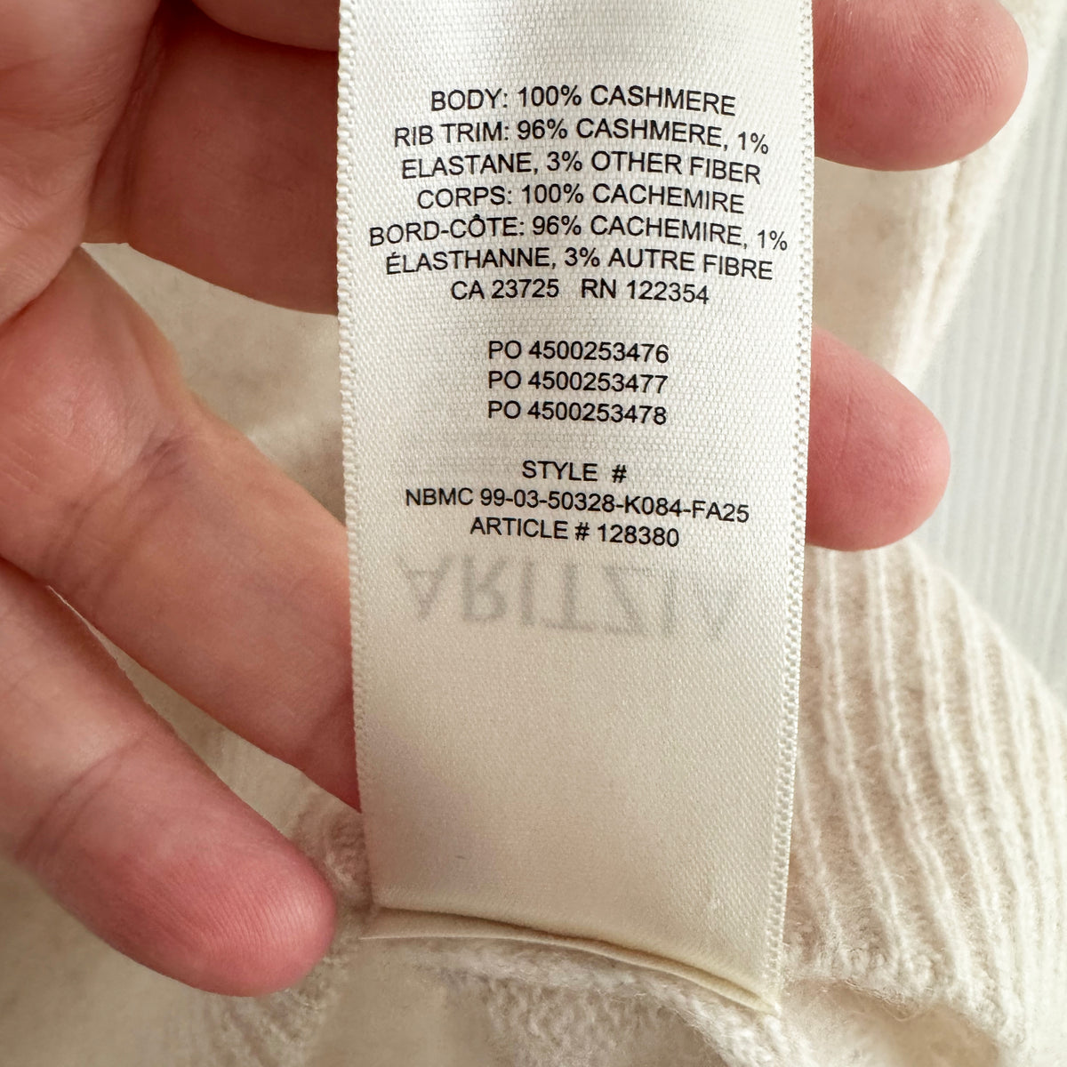 Aritzia Feather Cashmere Relaxed Short sleeve Sweater in heather light oatmeal, size XS (fits XS/S)